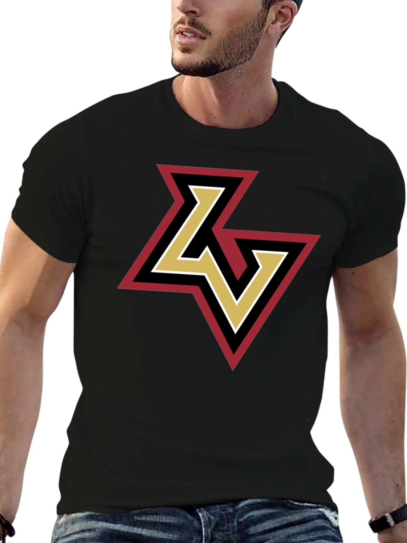 LV Logo Tee - Stylish Black Cotton Graphic T-Shirt