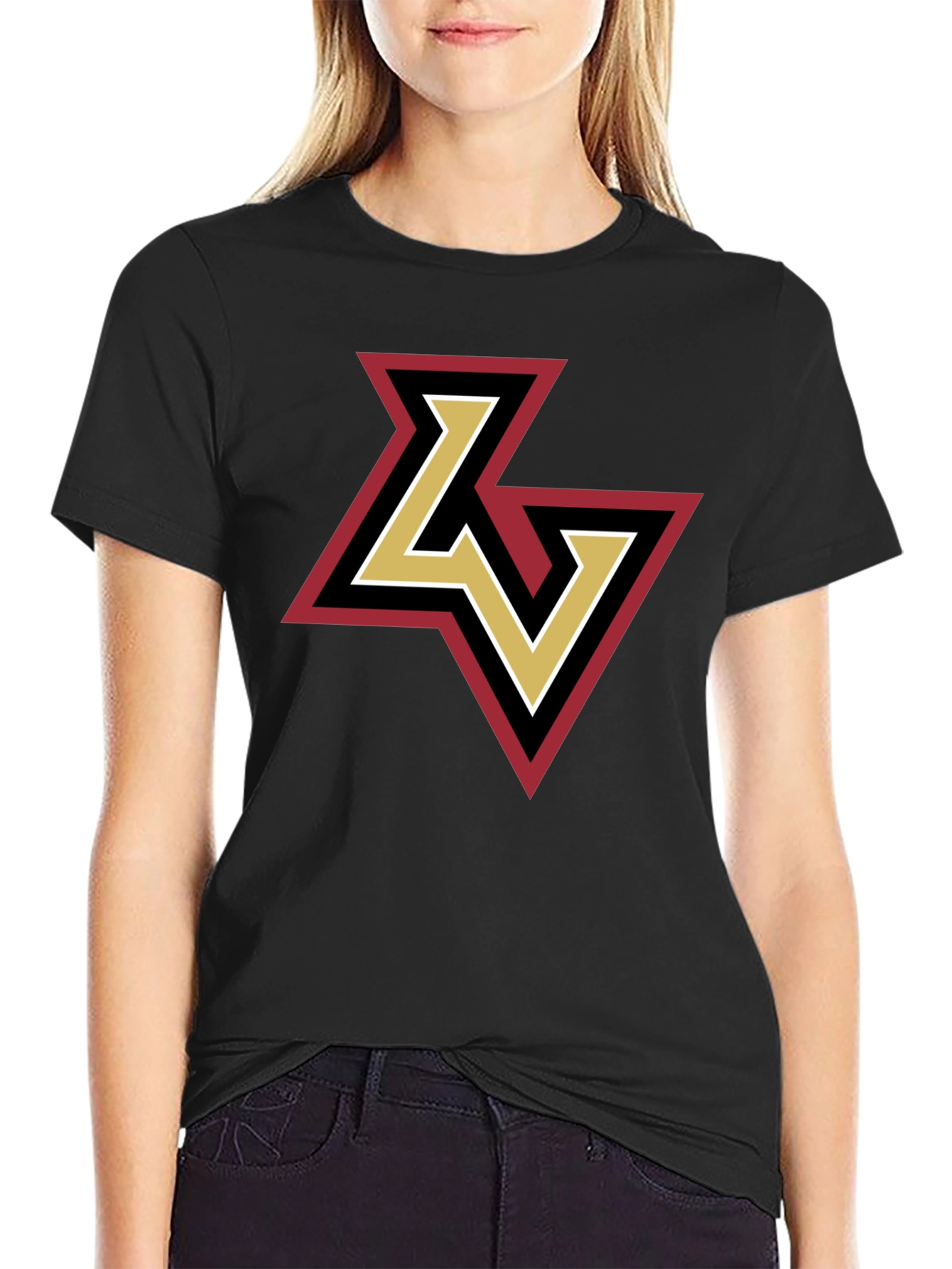 LV Logo Tee - Stylish Black Cotton Graphic T-Shirt