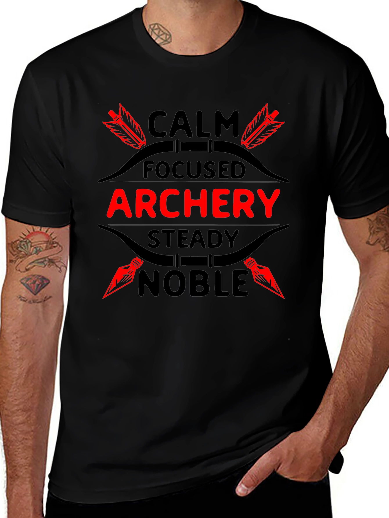 Archery T-Shirt: Calm Focused Noble Design