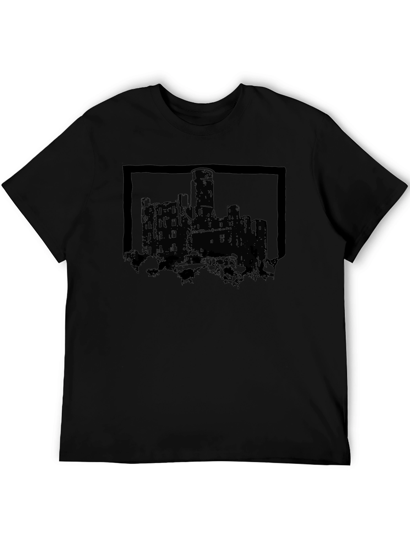 Castle Graphic Tee - Gothic Design Black T-Shirt