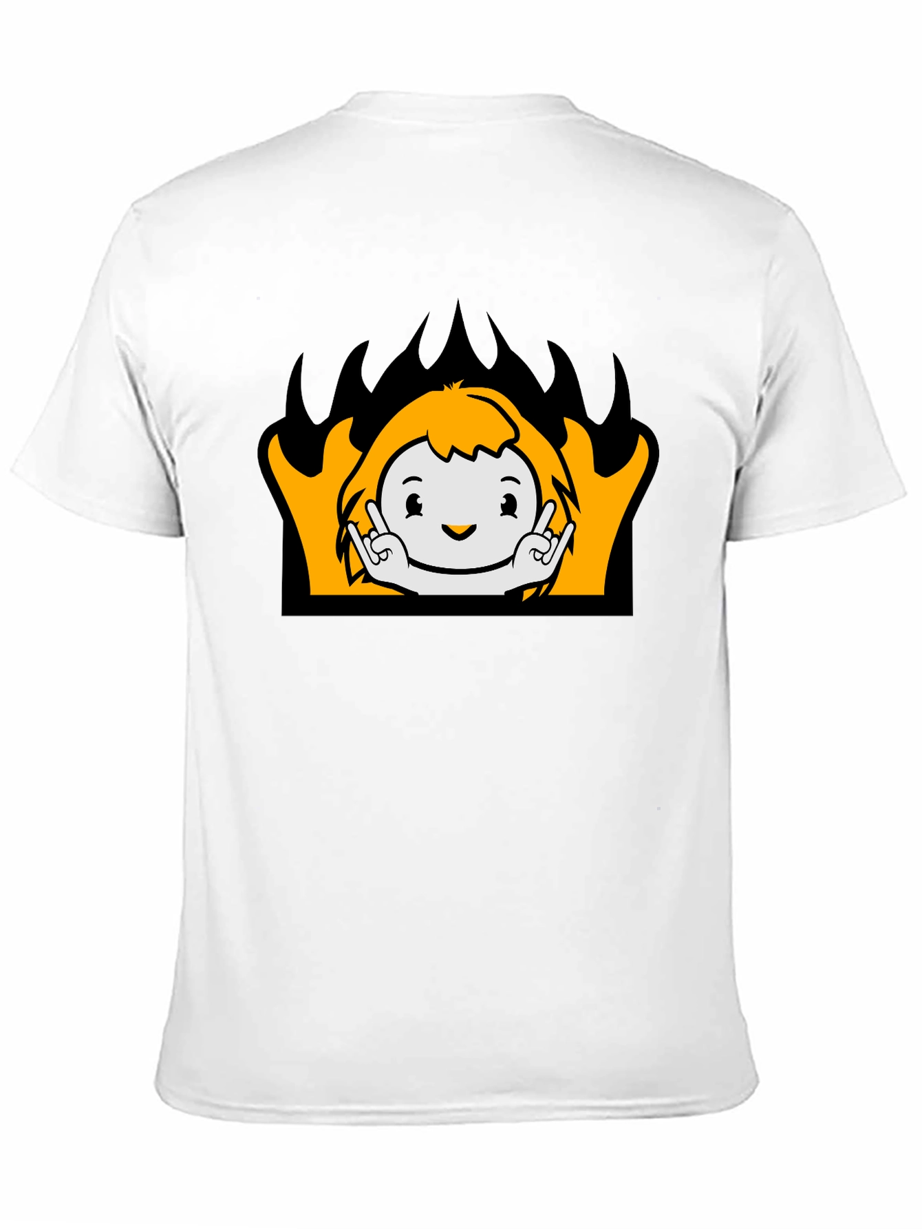 Cartoon Flame Graphic T-Shirt - Black