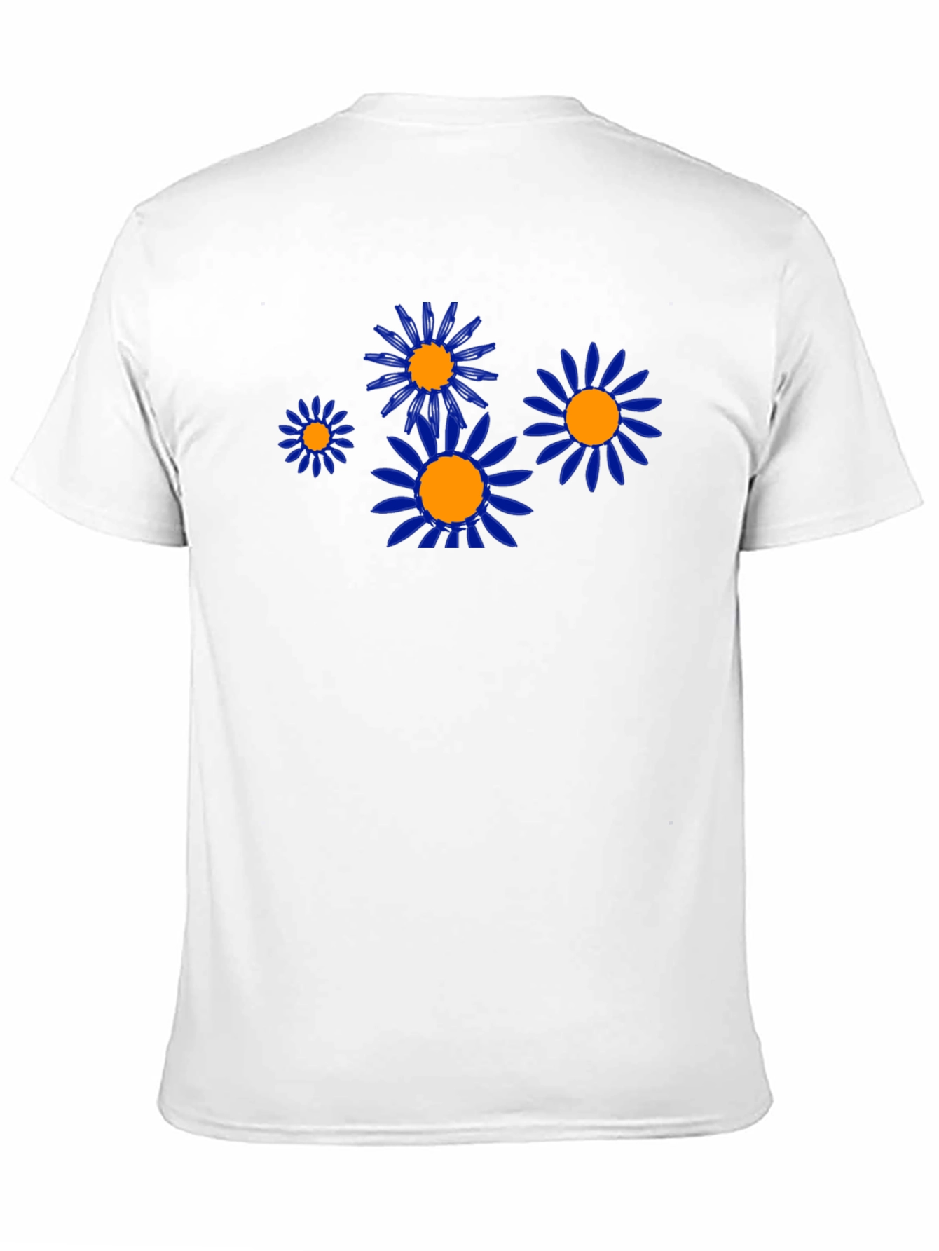 Black Tee with Blue & Orange Flower Graphic