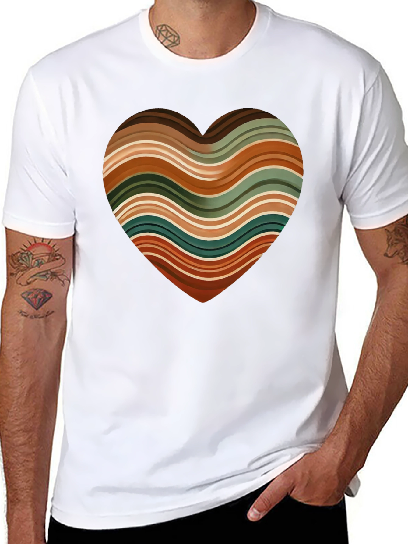 Retro Striped Heart Graphic Tee