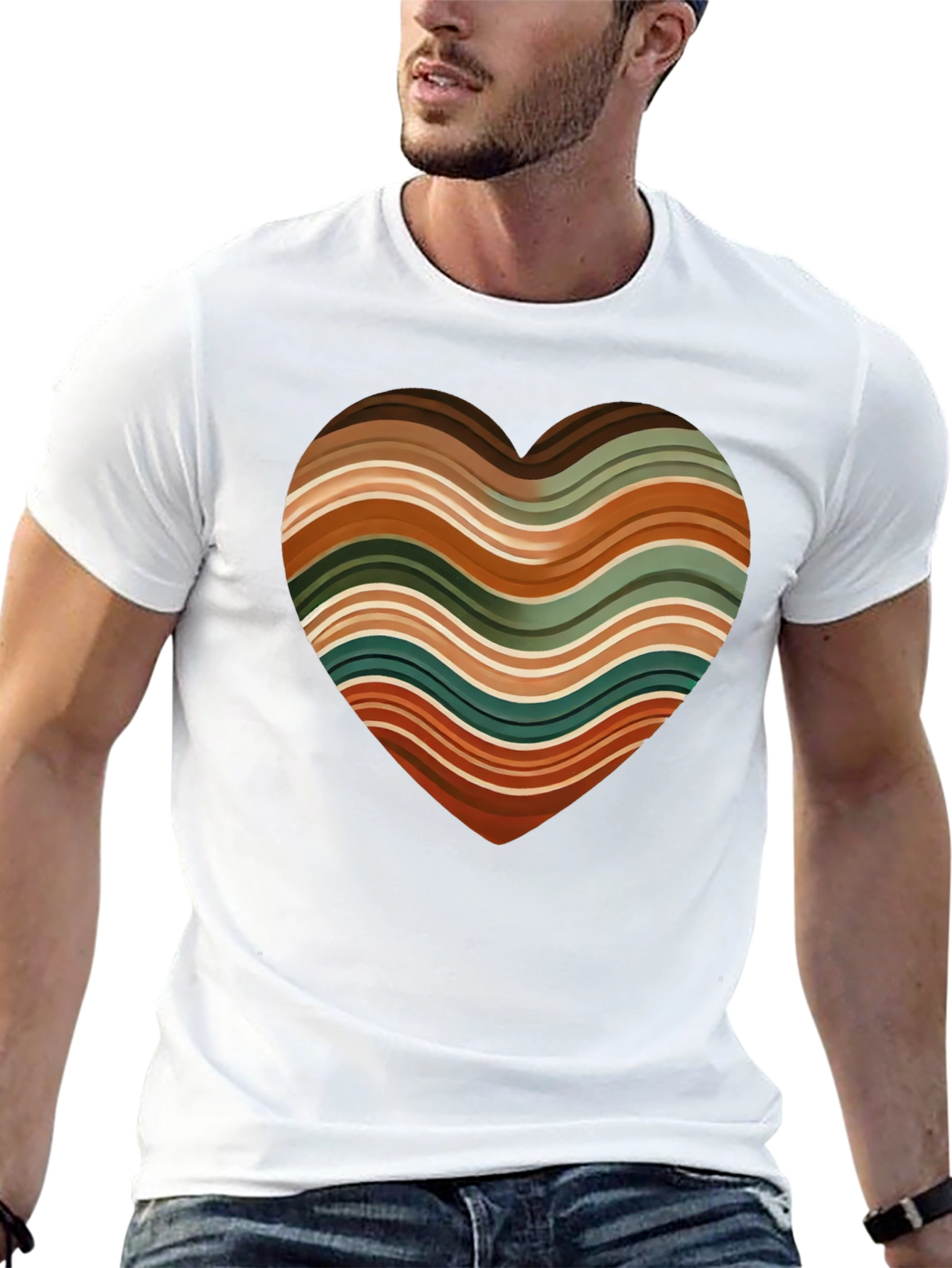 Retro Striped Heart Graphic Tee