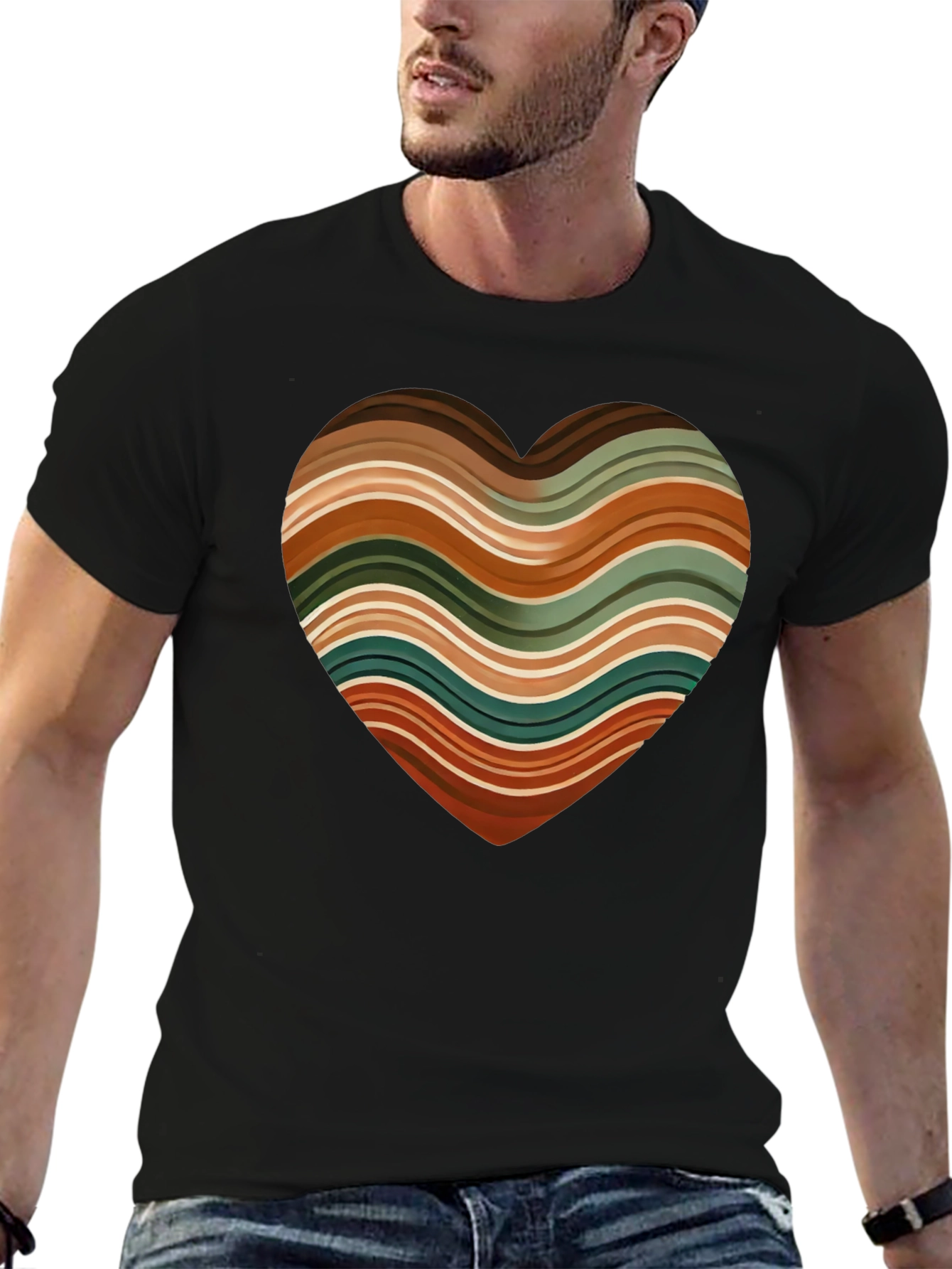 Retro Striped Heart Graphic Tee