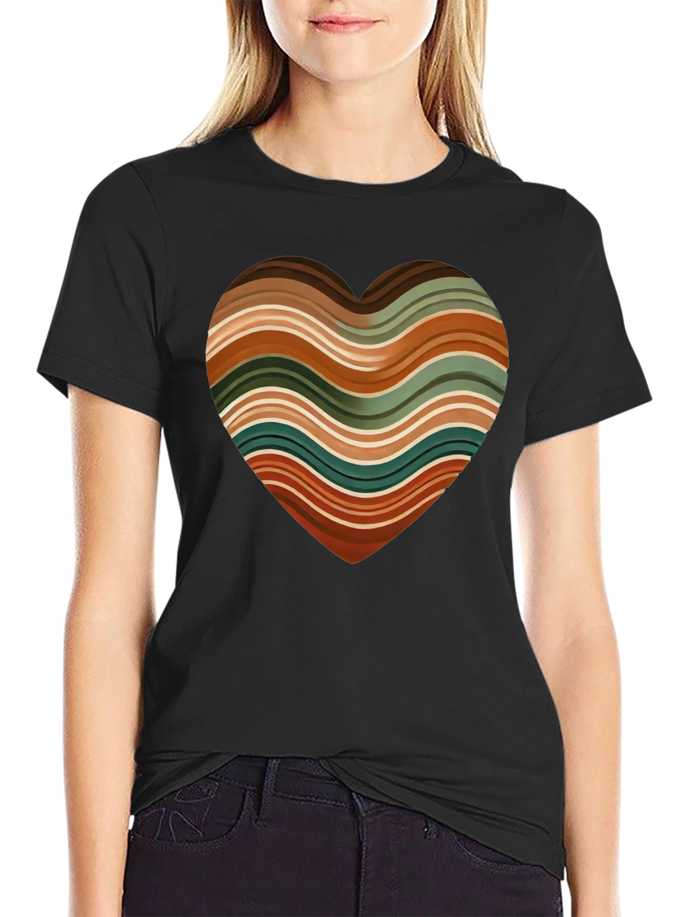 Retro Striped Heart Graphic Tee