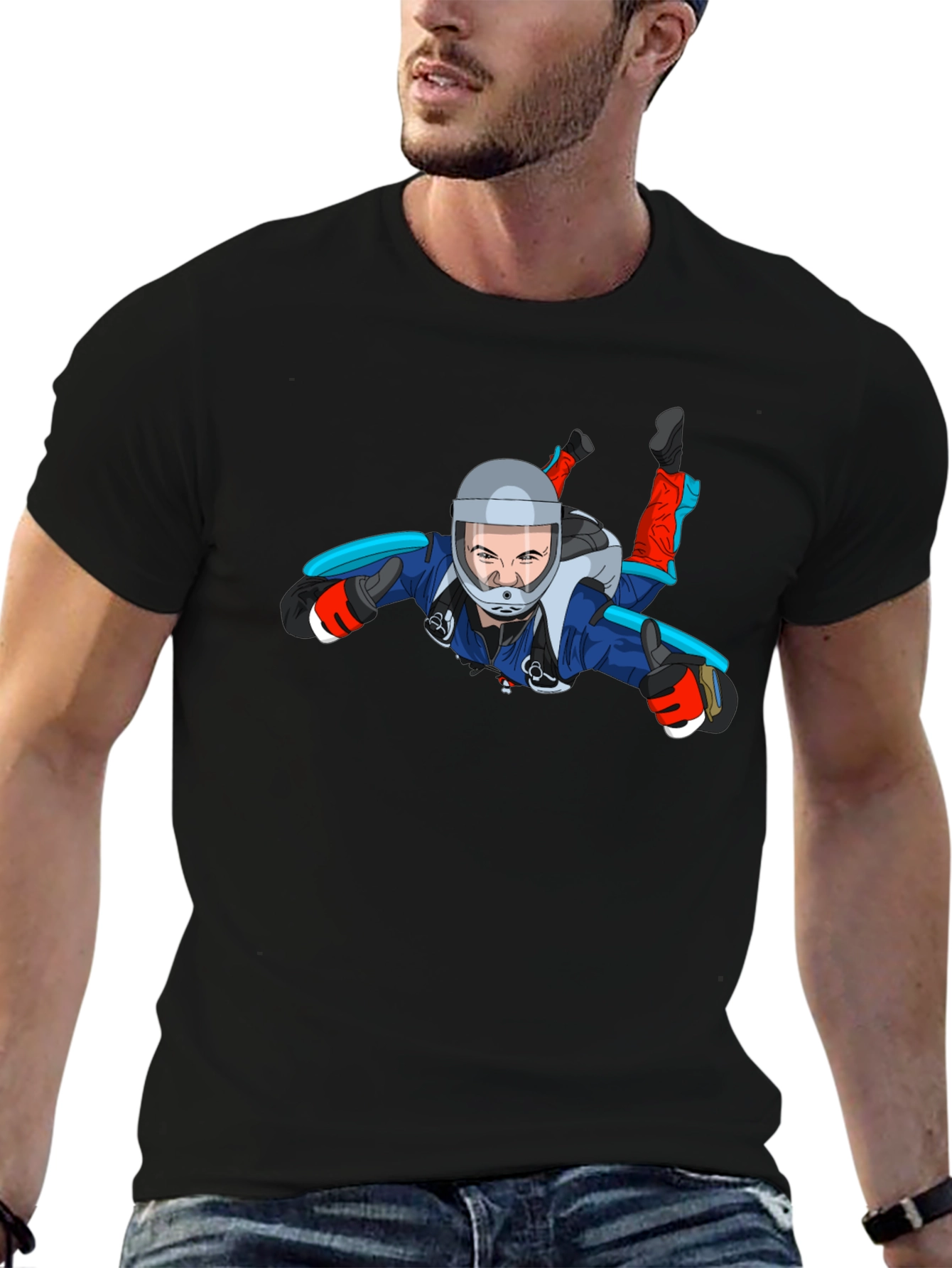 Skydiving Graphic Tee - Black Unisex T-Shirt