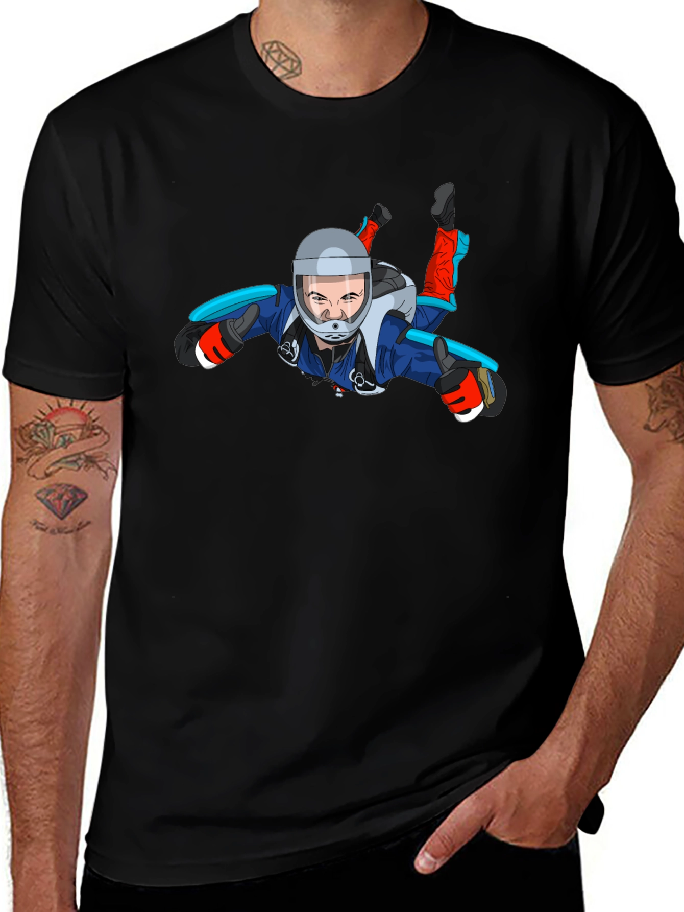 Skydiving Graphic Tee - Black Unisex T-Shirt
