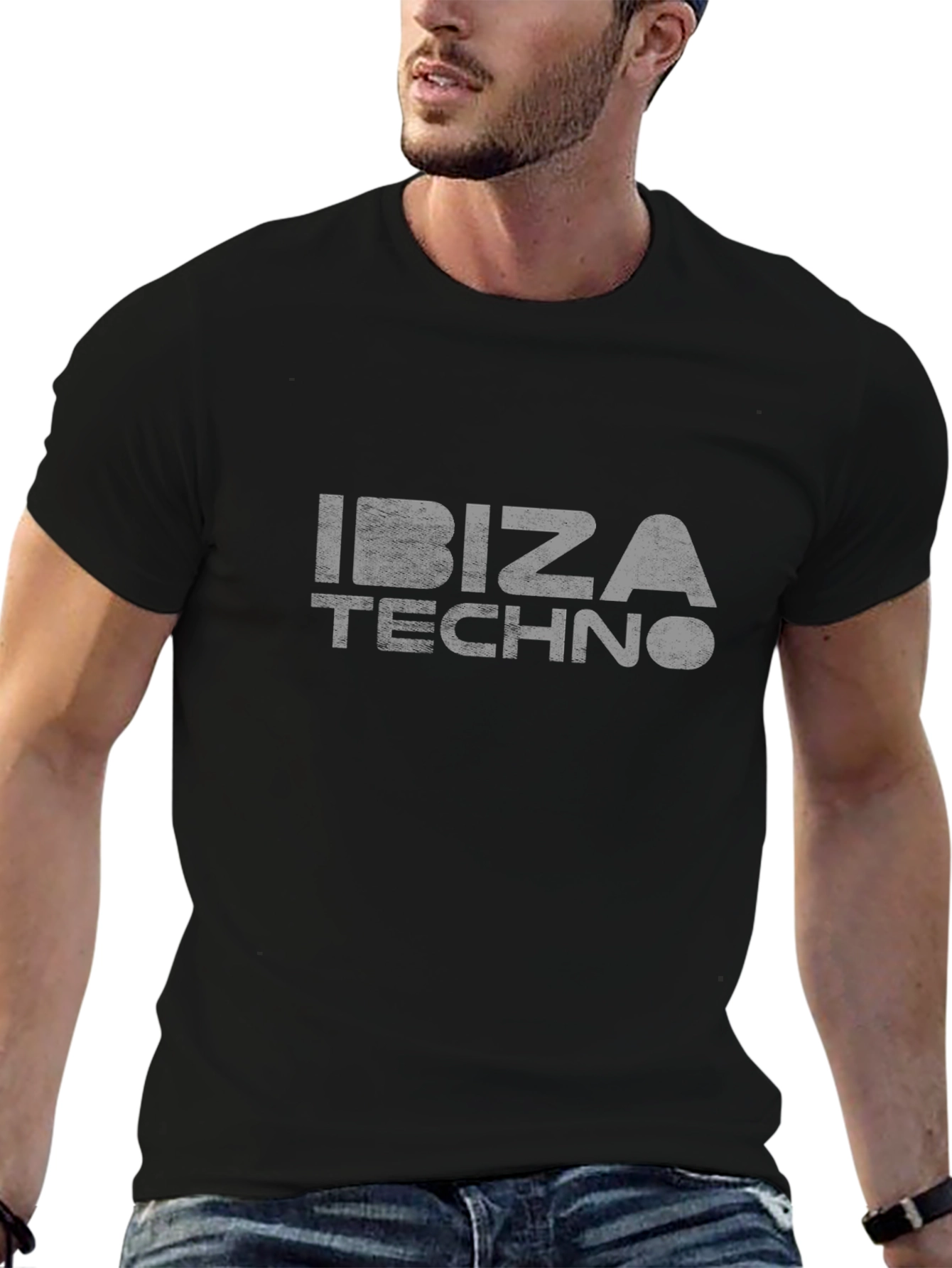 Ibiza Techno Graphic Tee - Distressed Print