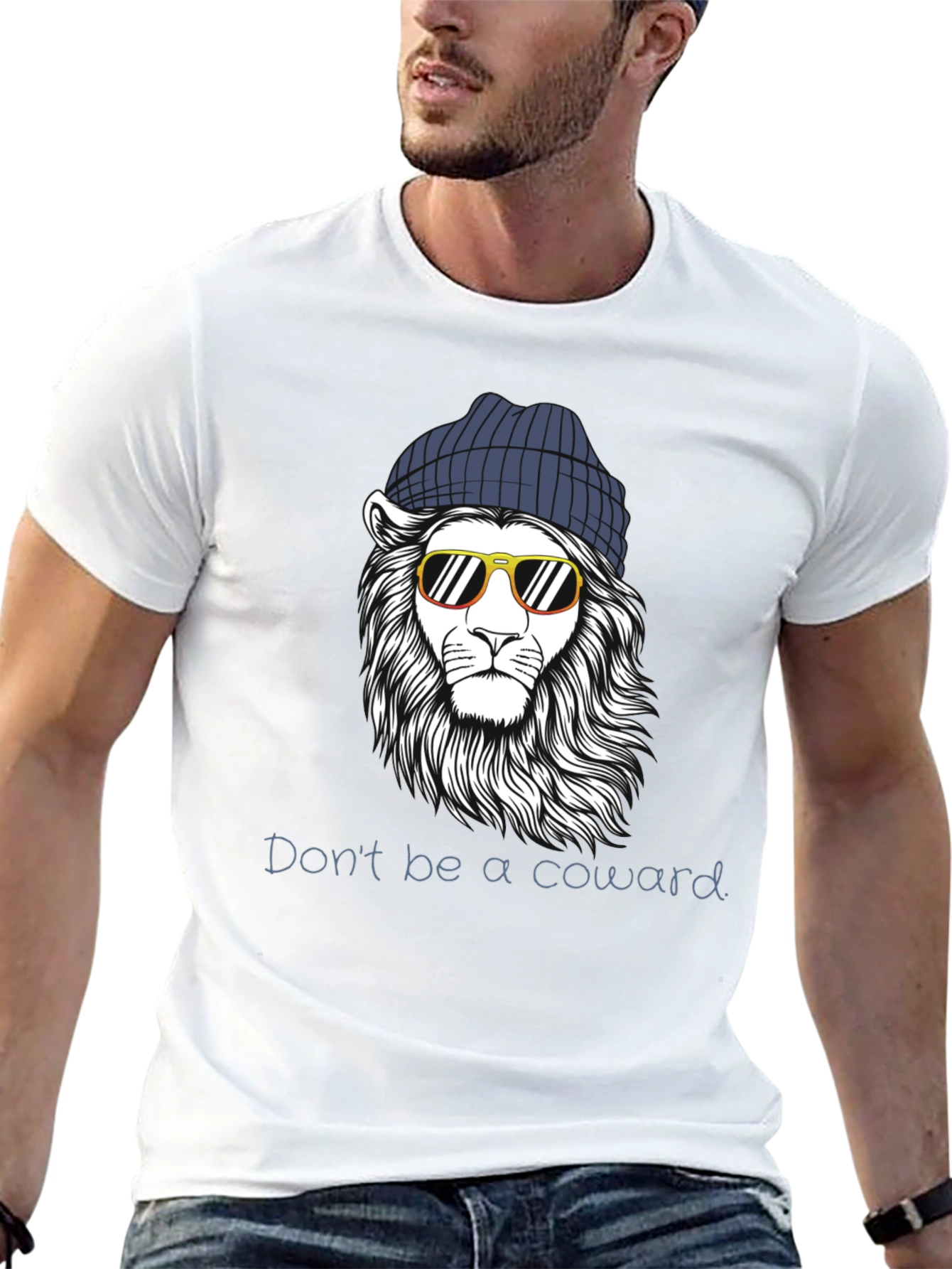 Cool Lion Graphic Tee - Dont Be A Coward