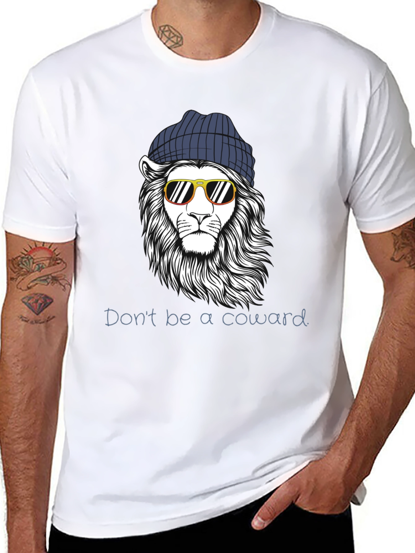 Cool Lion Graphic Tee - Dont Be A Coward