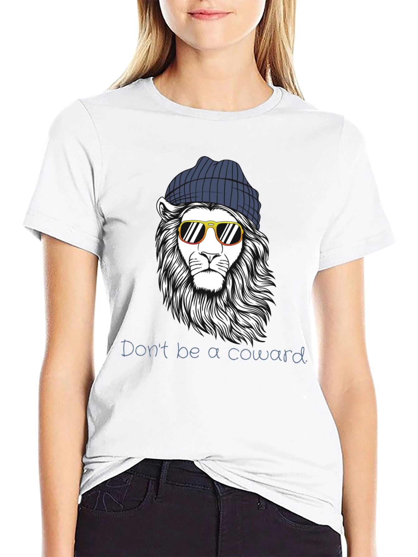 Cool Lion Graphic Tee - Dont Be A Coward