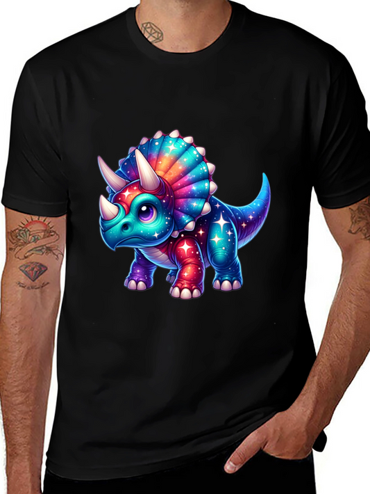 Cosmic Triceratops Graphic Tee - Black
