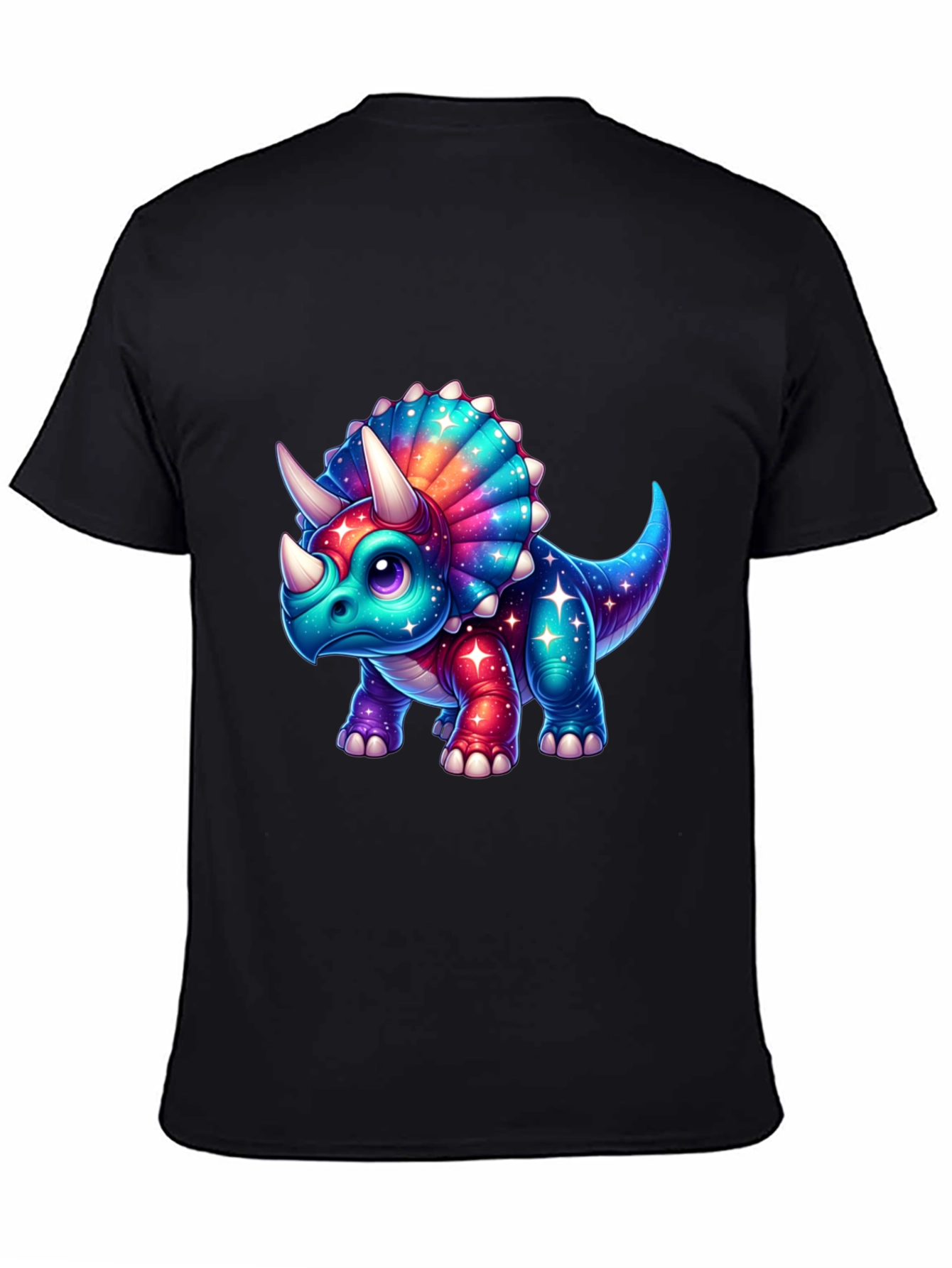Cosmic Triceratops Graphic Tee - Black