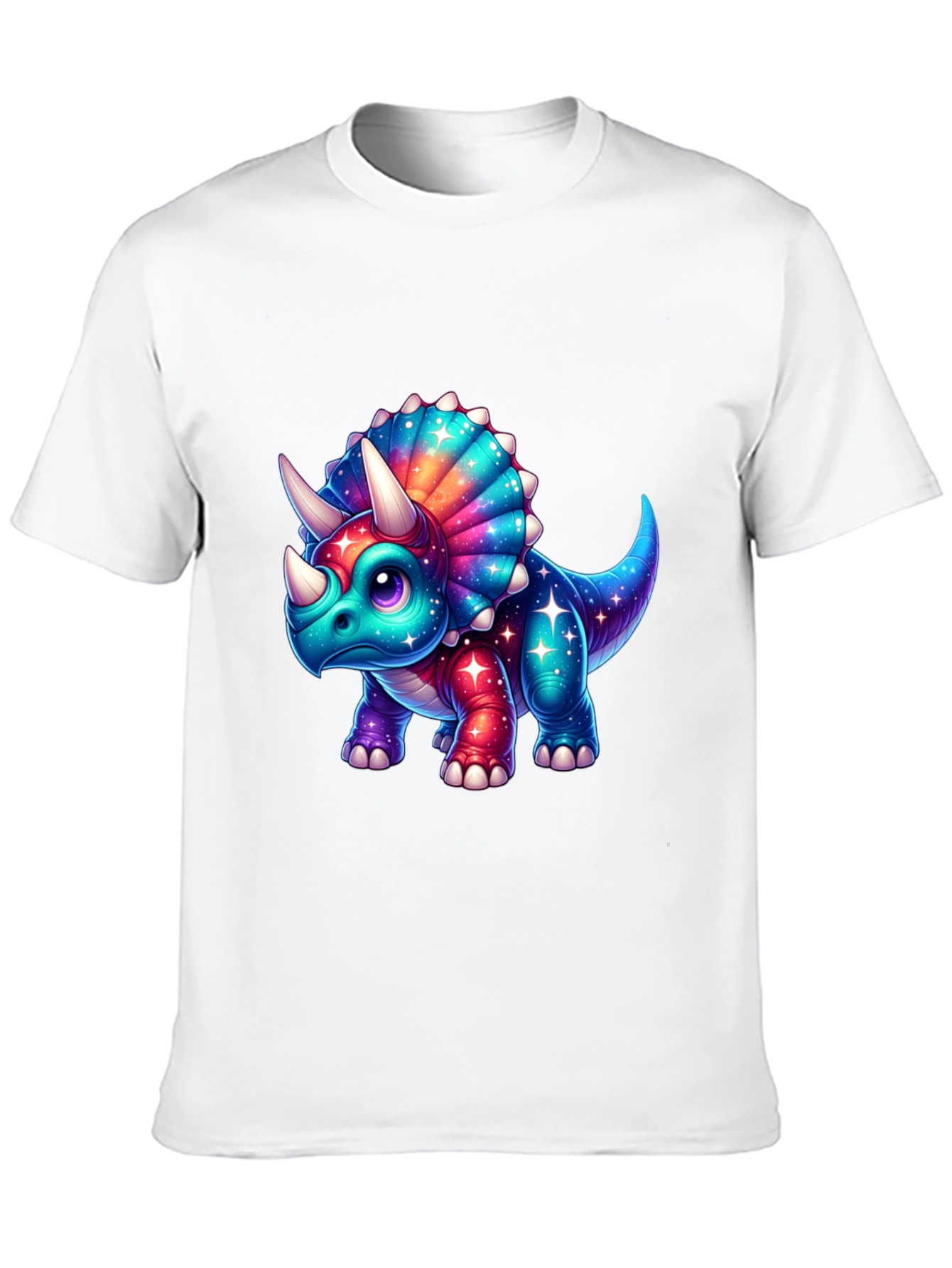 Cosmic Triceratops Graphic Tee - Black