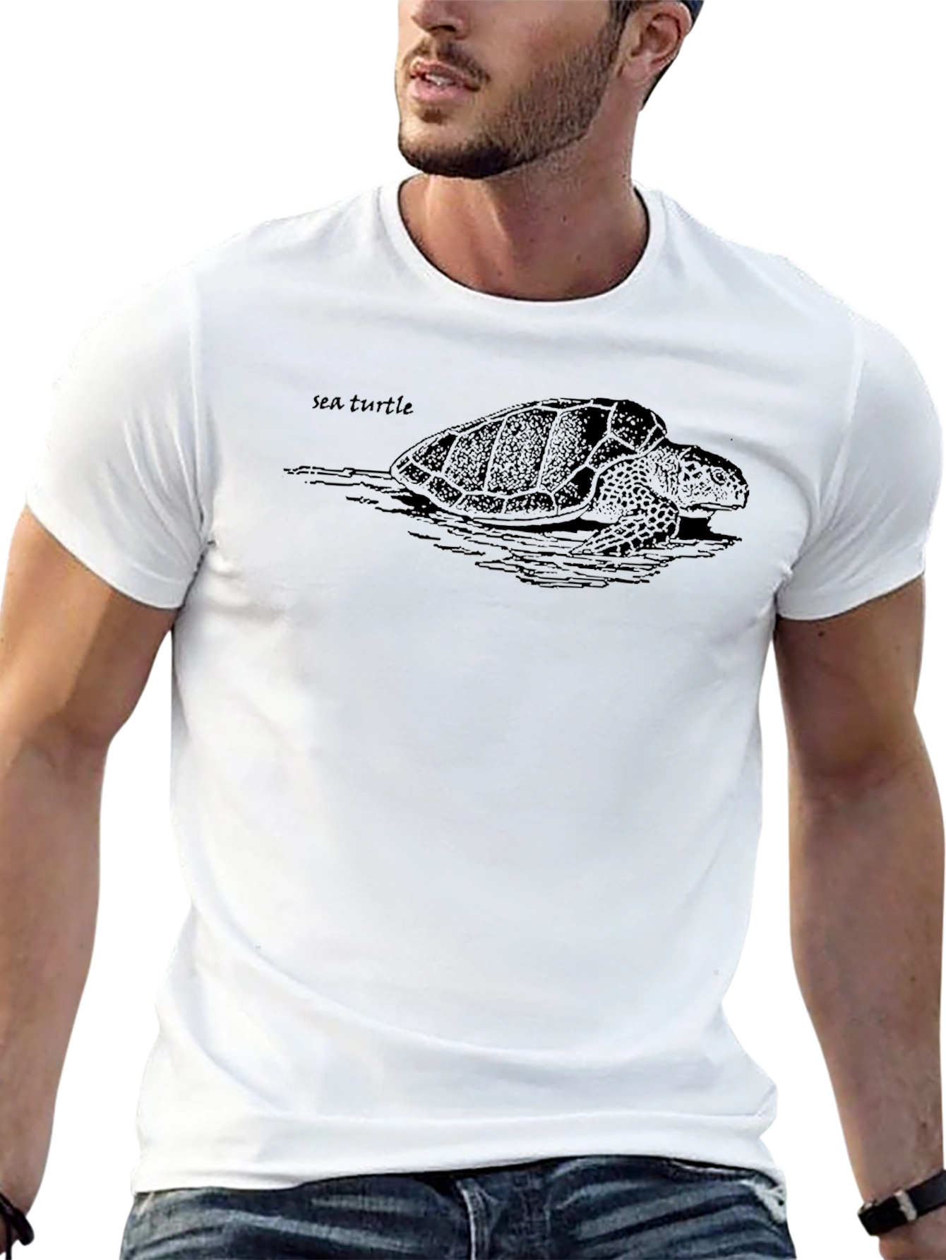 Sea Turtle Graphic T-Shirt - Black Casual Tee