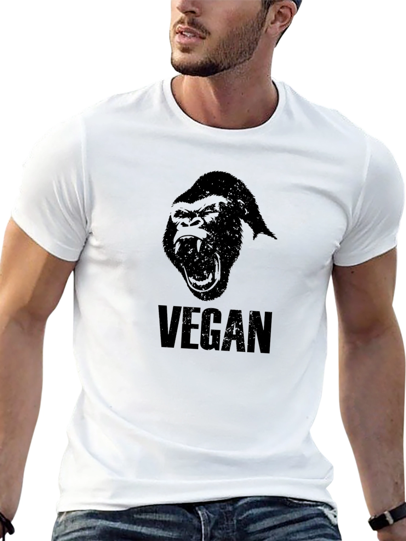 Vegan Gorilla Graphic T-Shirt - Bold Statement Tee