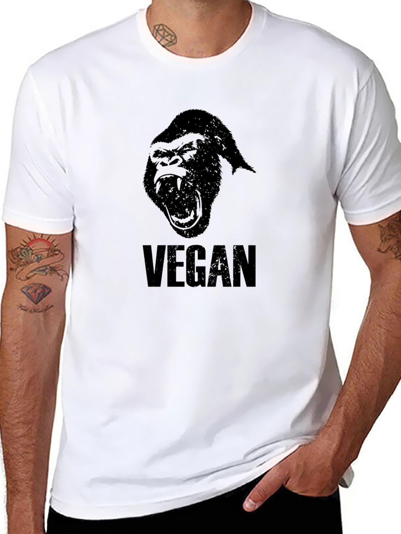 Vegan Gorilla Graphic T-Shirt - Bold Statement Tee