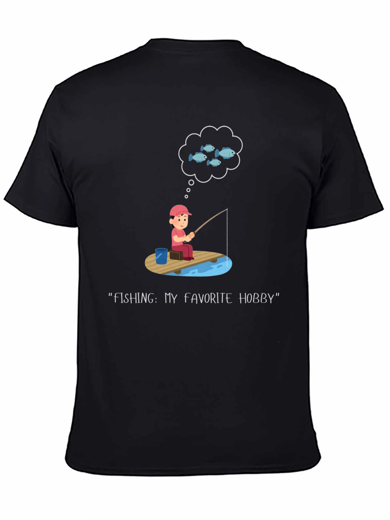 Fishing Hobby Tee - Black Graphic T-Shirt