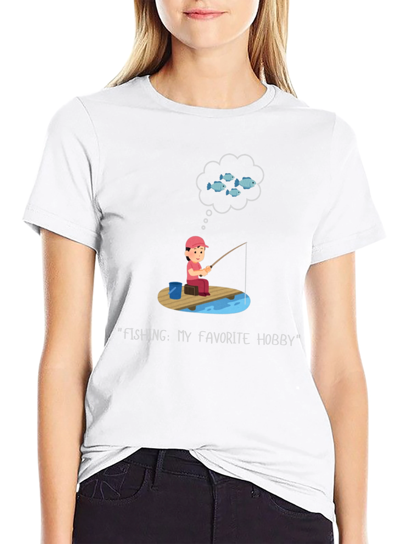 Fishing Hobby Tee - Black Graphic T-Shirt