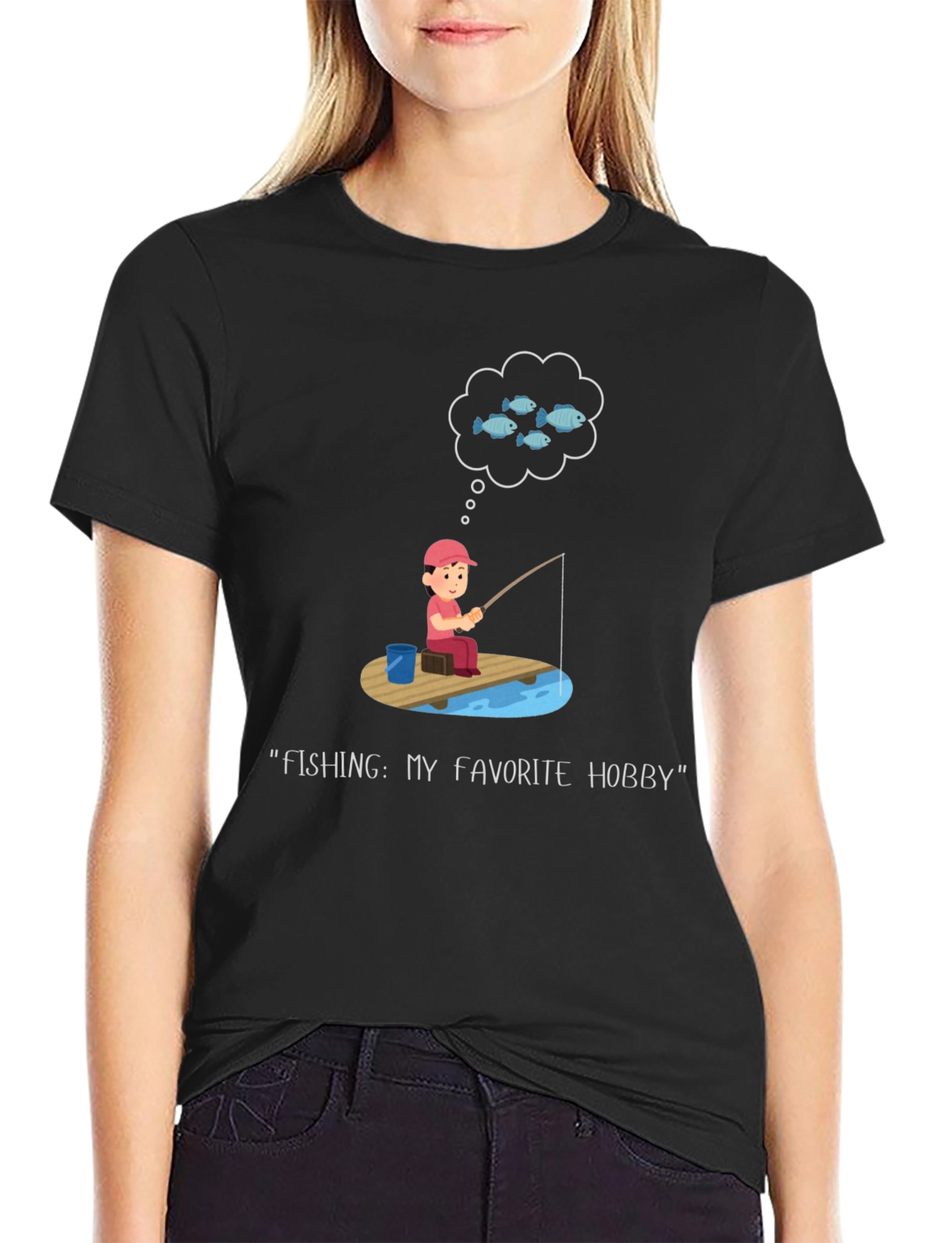 Fishing Hobby Tee - Black Graphic T-Shirt