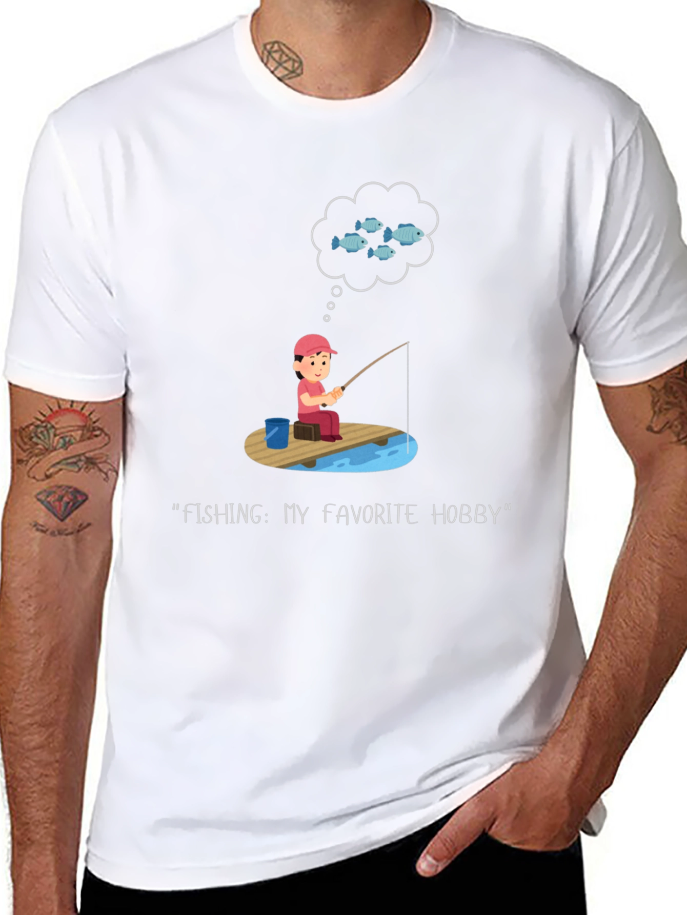 Fishing Hobby Tee - Black Graphic T-Shirt