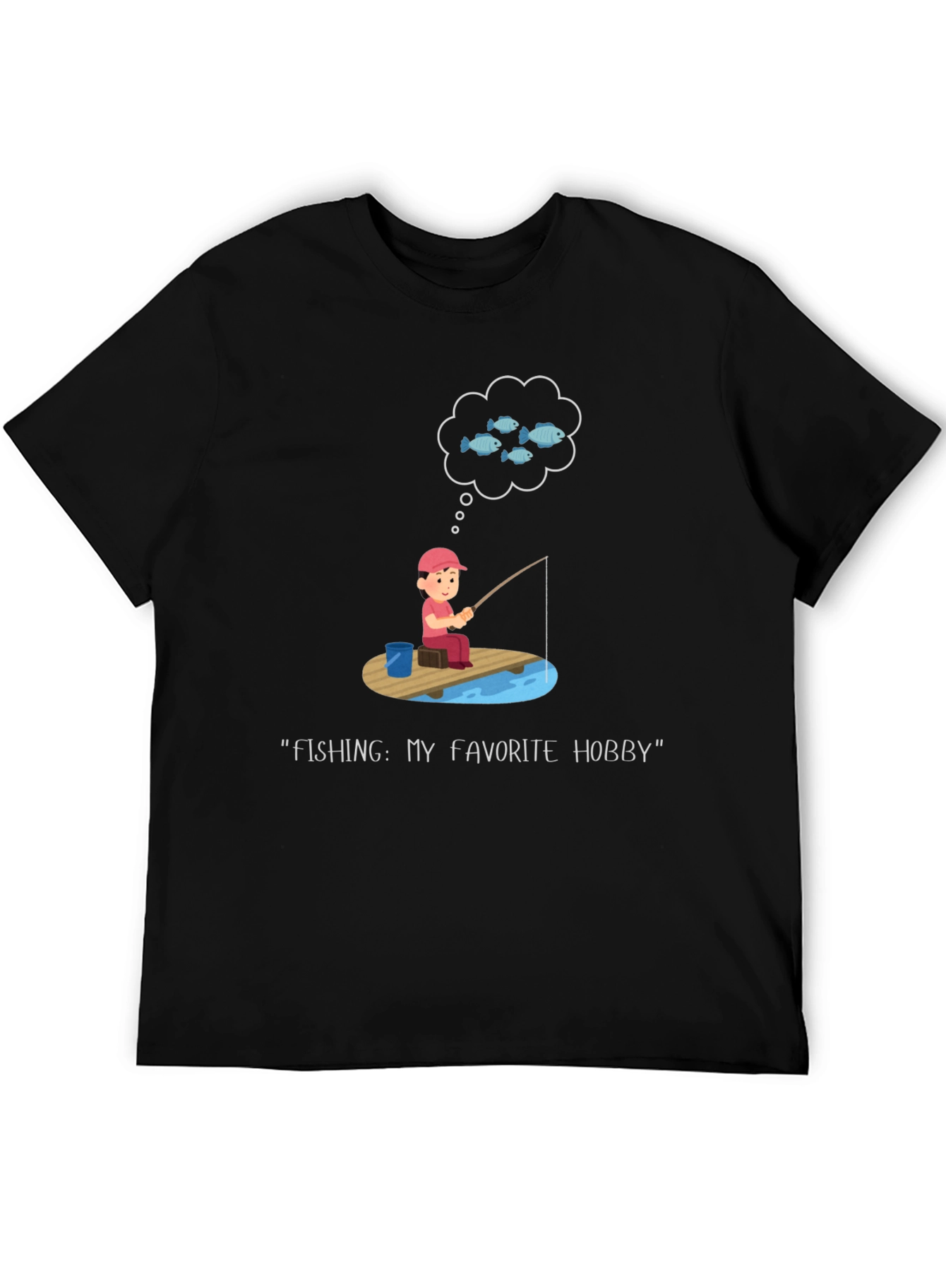 Fishing Hobby Tee - Black Graphic T-Shirt
