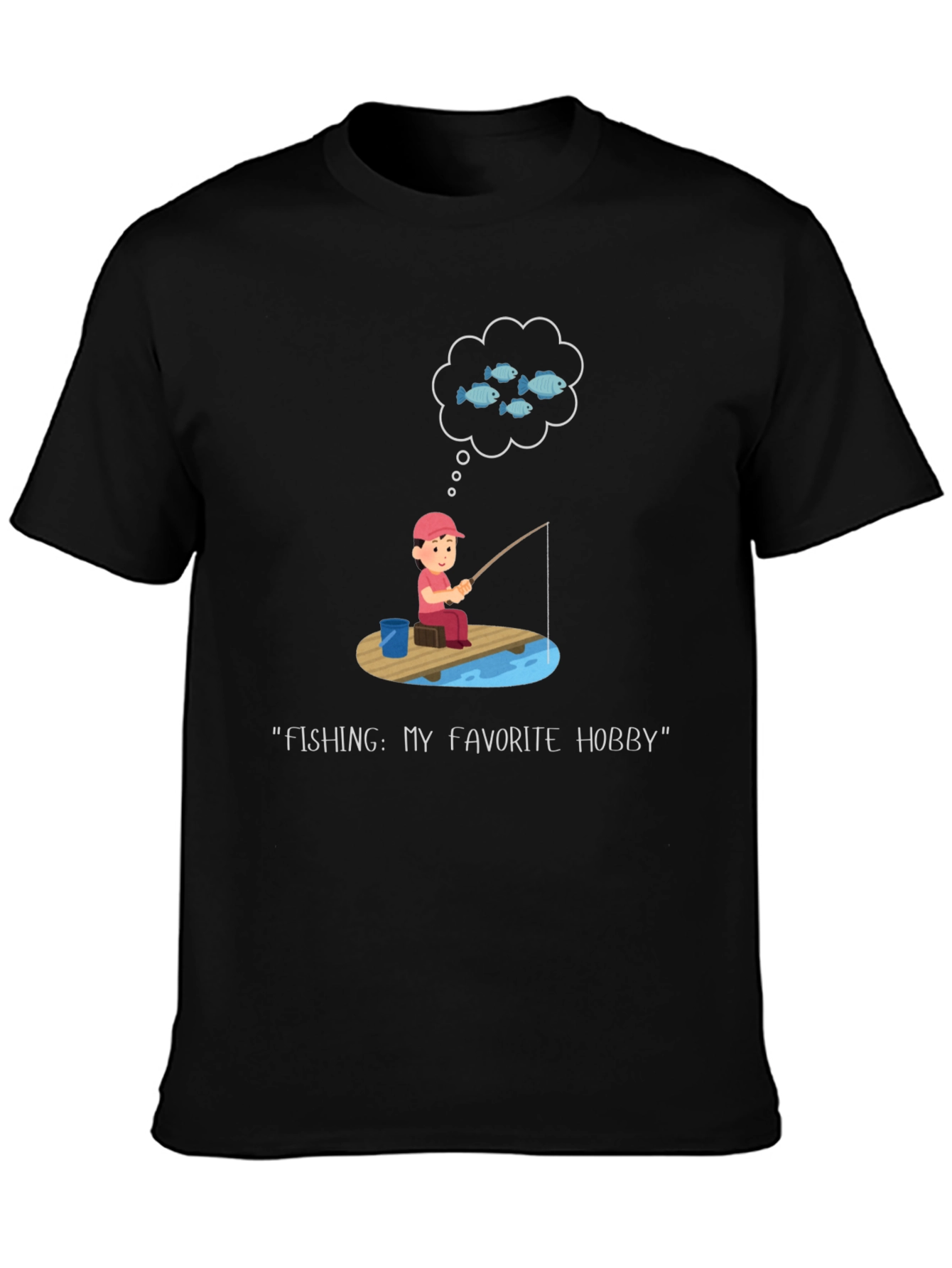 Fishing Hobby Tee - Black Graphic T-Shirt