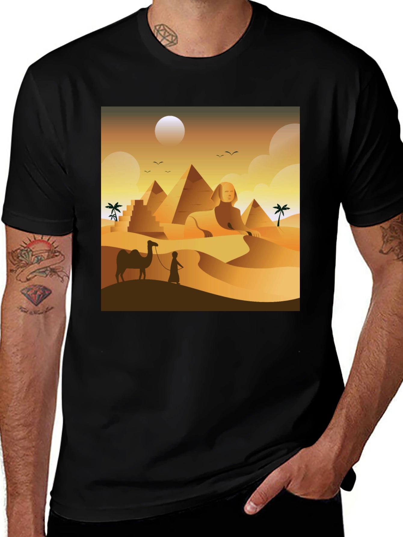 Egyptian Desert T-Shirt: Sphinx & Pyramids