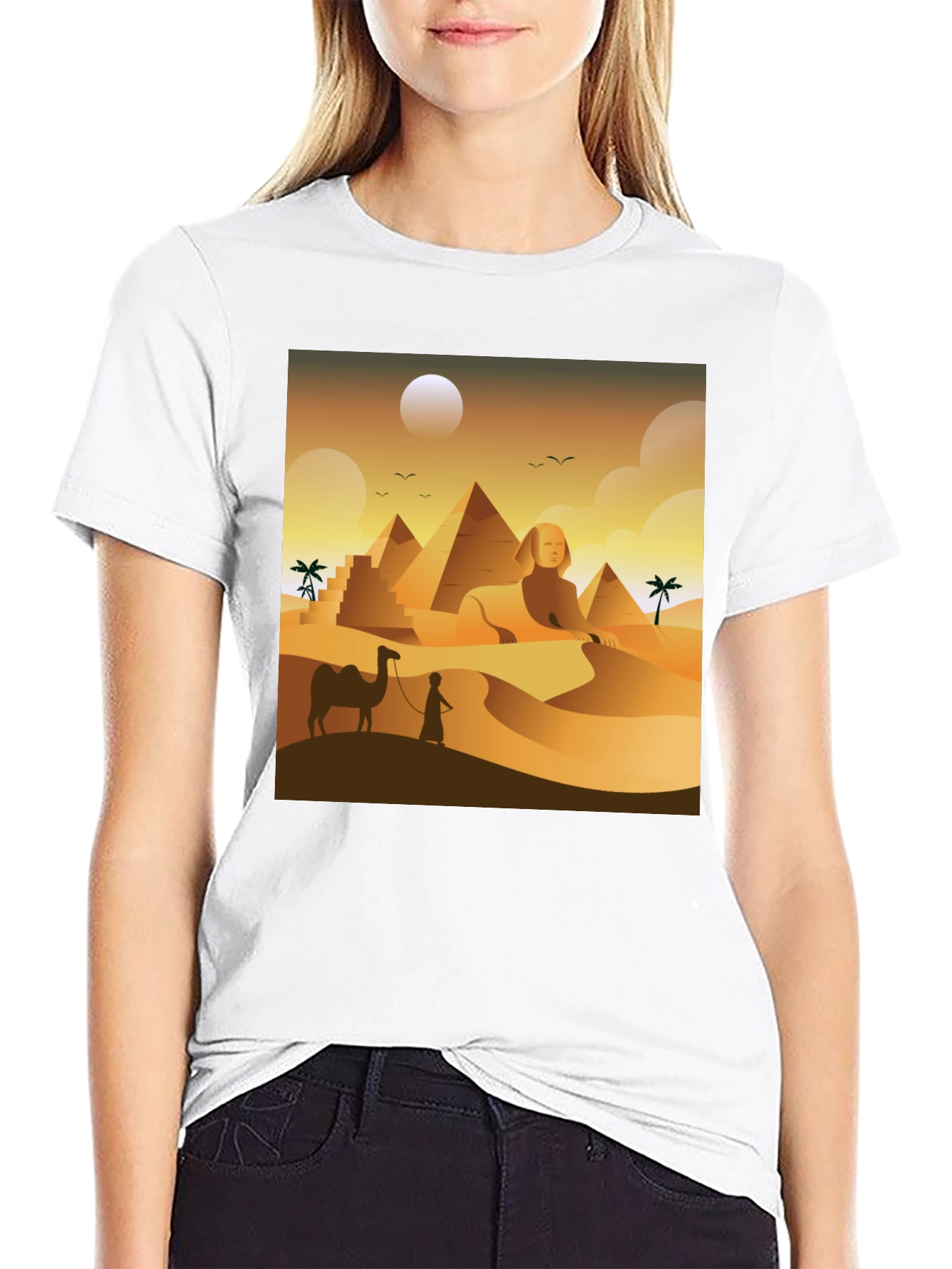 Egyptian Desert T-Shirt: Sphinx & Pyramids