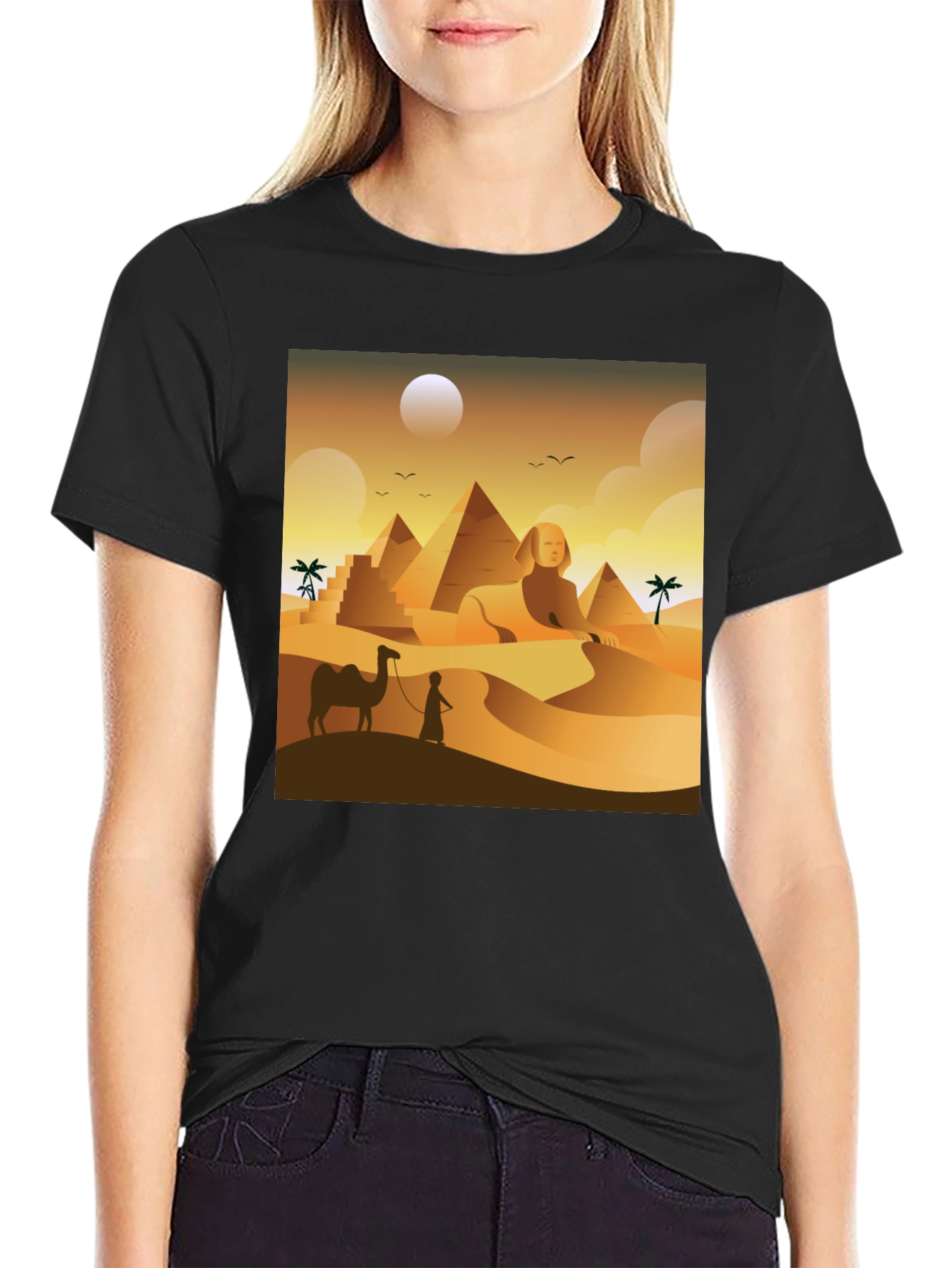 Egyptian Desert T-Shirt: Sphinx & Pyramids