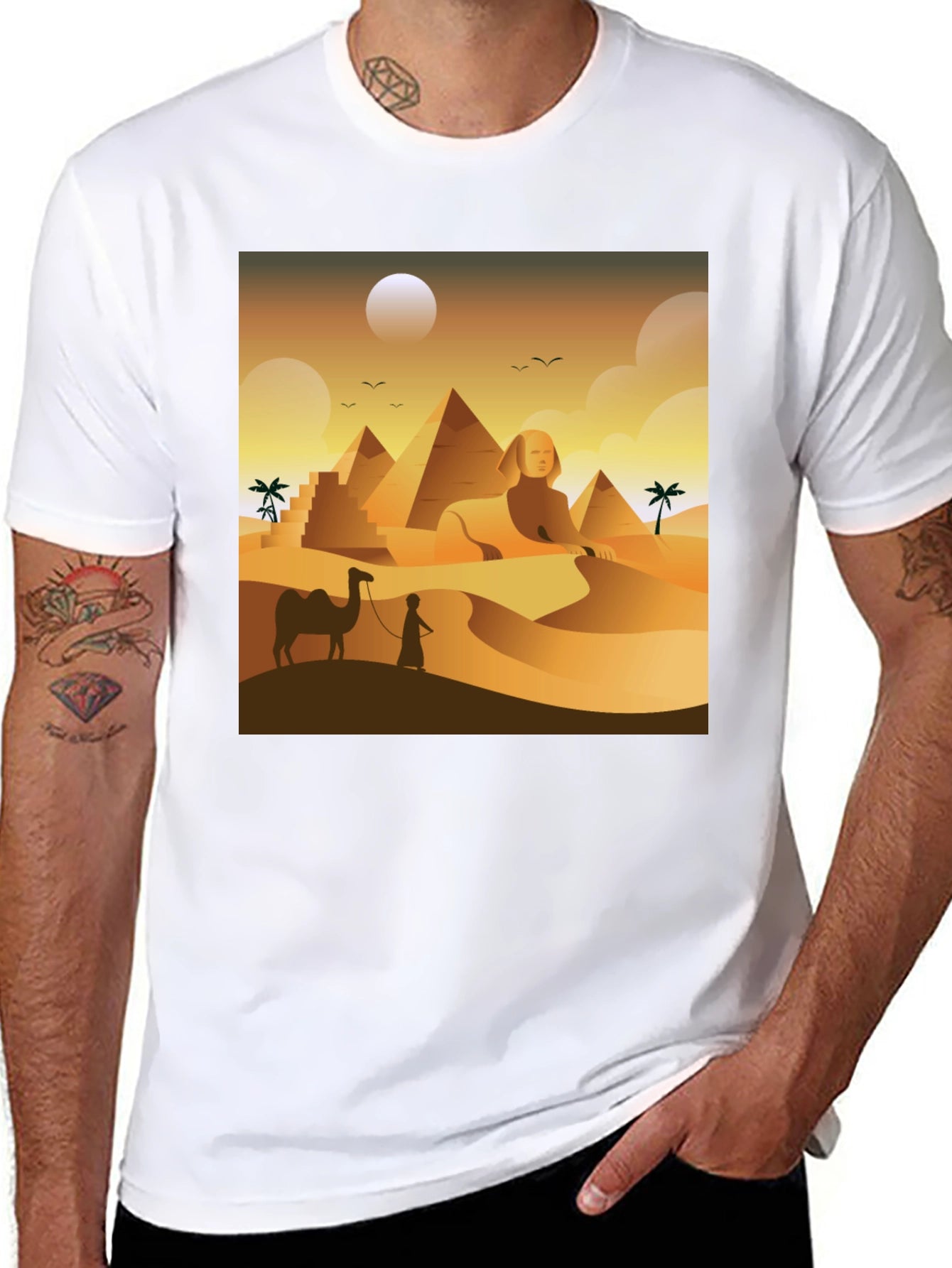 Egyptian Desert T-Shirt: Sphinx & Pyramids