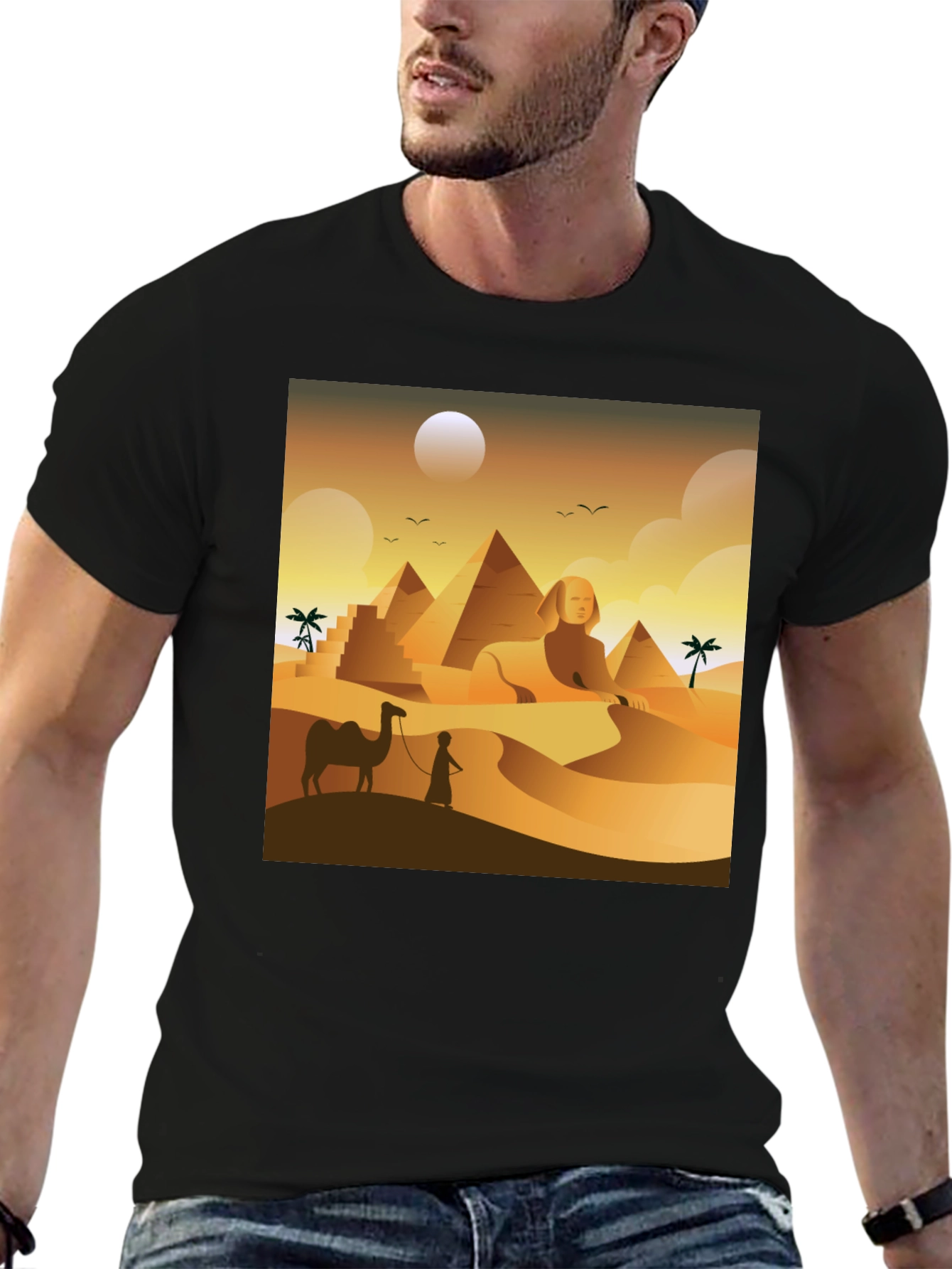 Egyptian Desert T-Shirt: Sphinx & Pyramids
