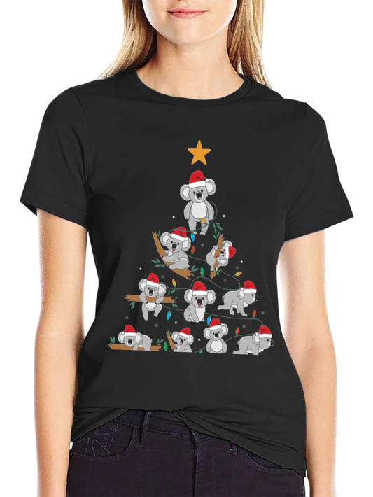 Koala Christmas Tree Black T-Shirt
