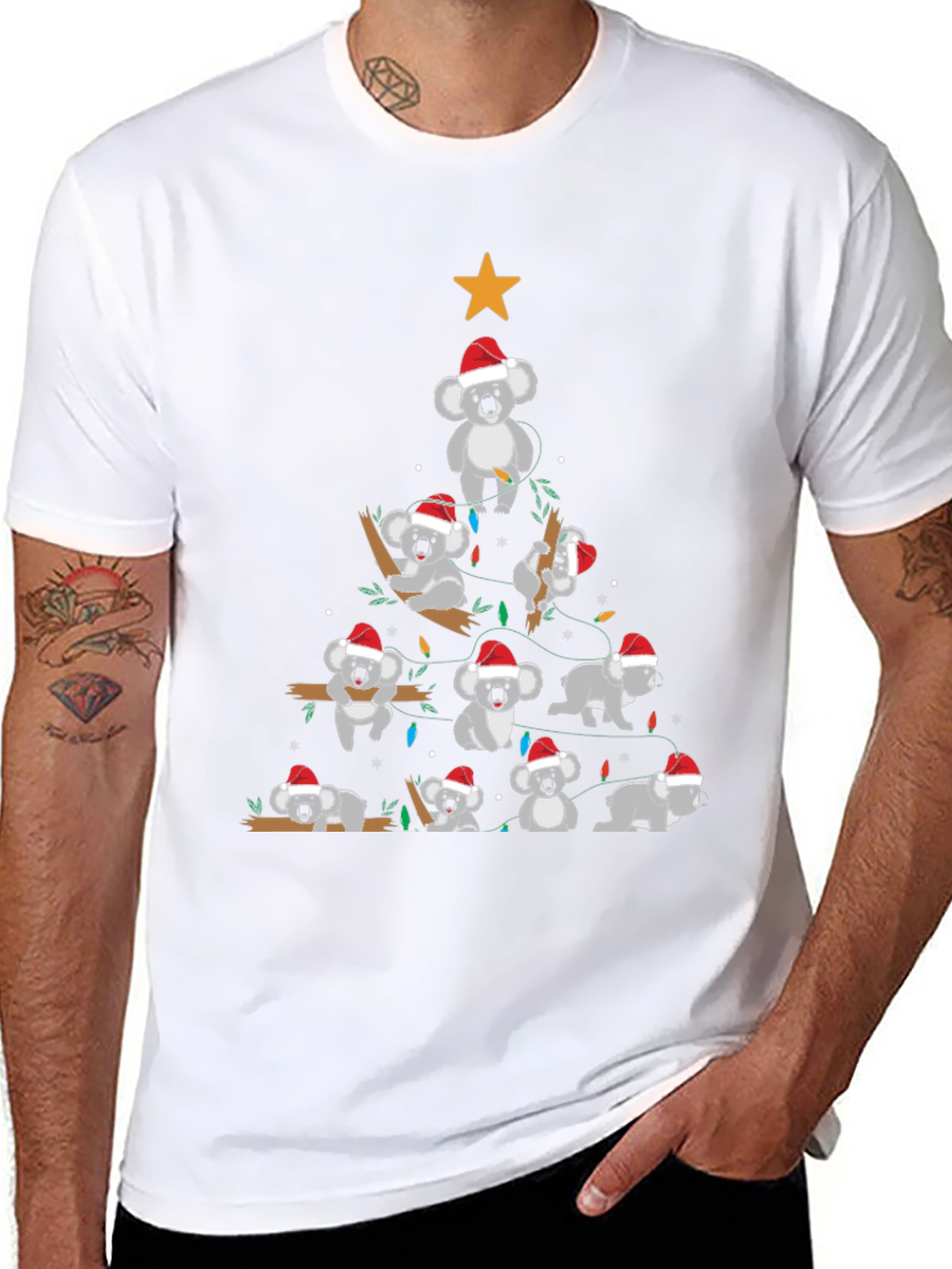 Koala Christmas Tree Black T-Shirt