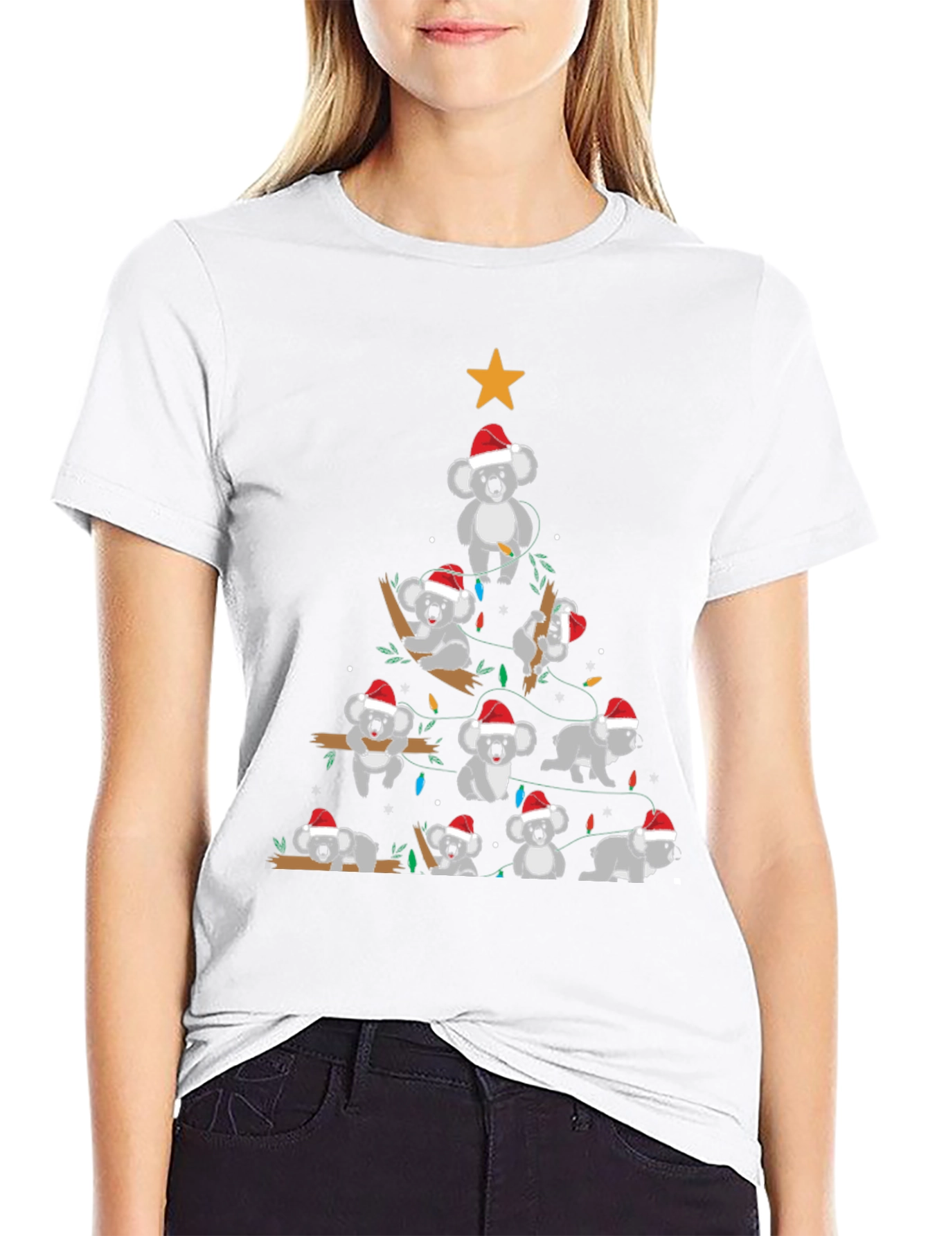 Koala Christmas Tree Black T-Shirt