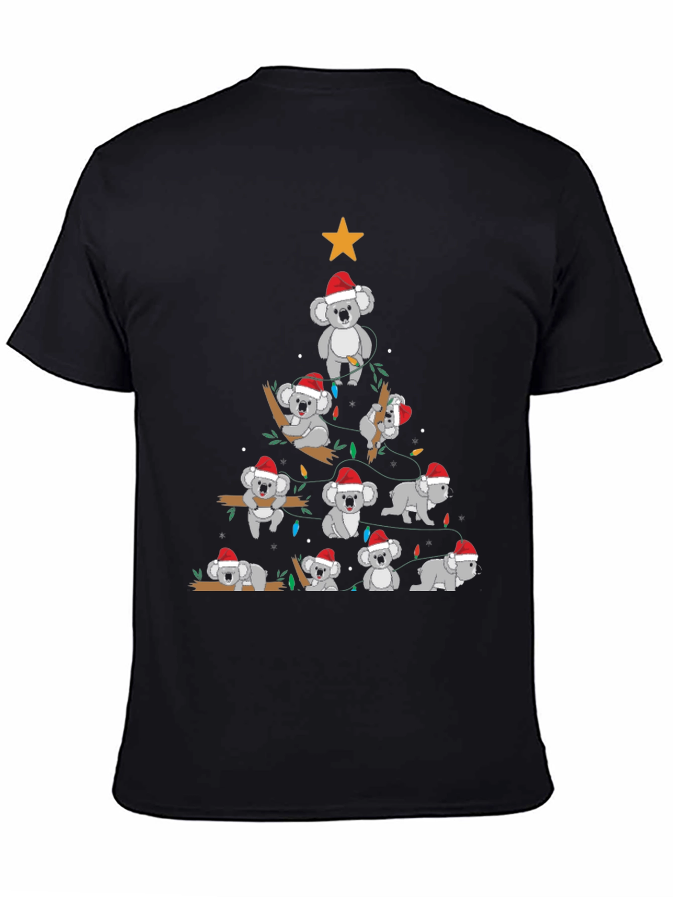 Koala Christmas Tree Black T-Shirt