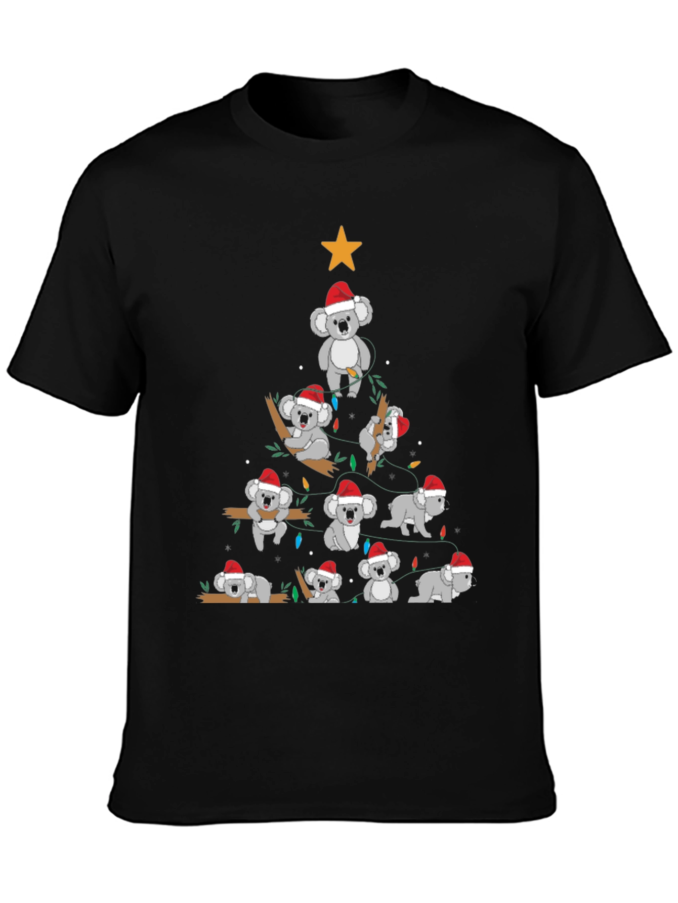 Koala Christmas Tree Black T-Shirt