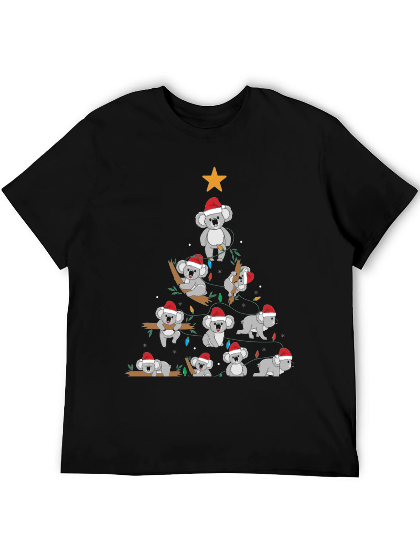Koala Christmas Tree Black T-Shirt
