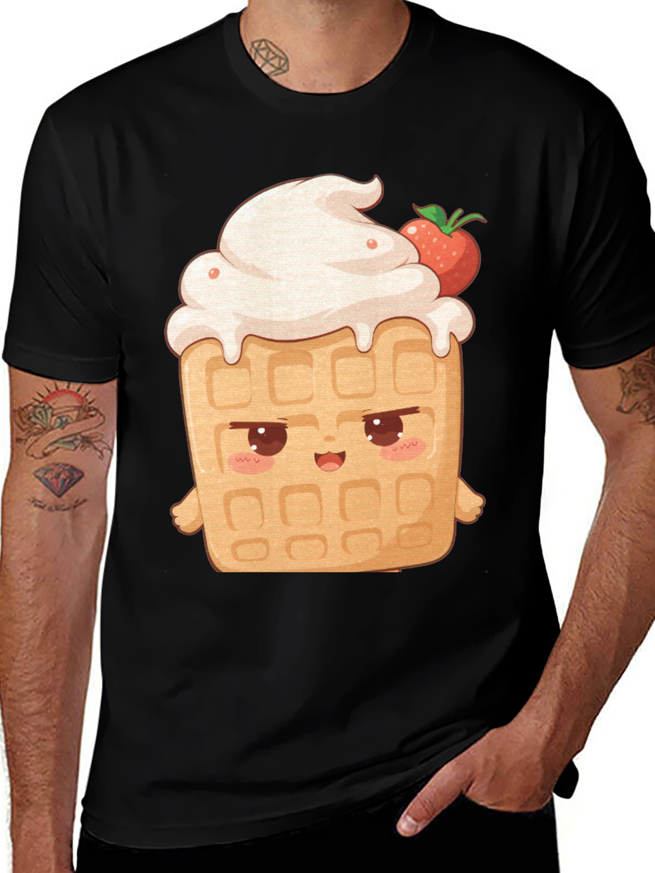 Kawaii Waffle T-Shirt - Sweet Treat Style