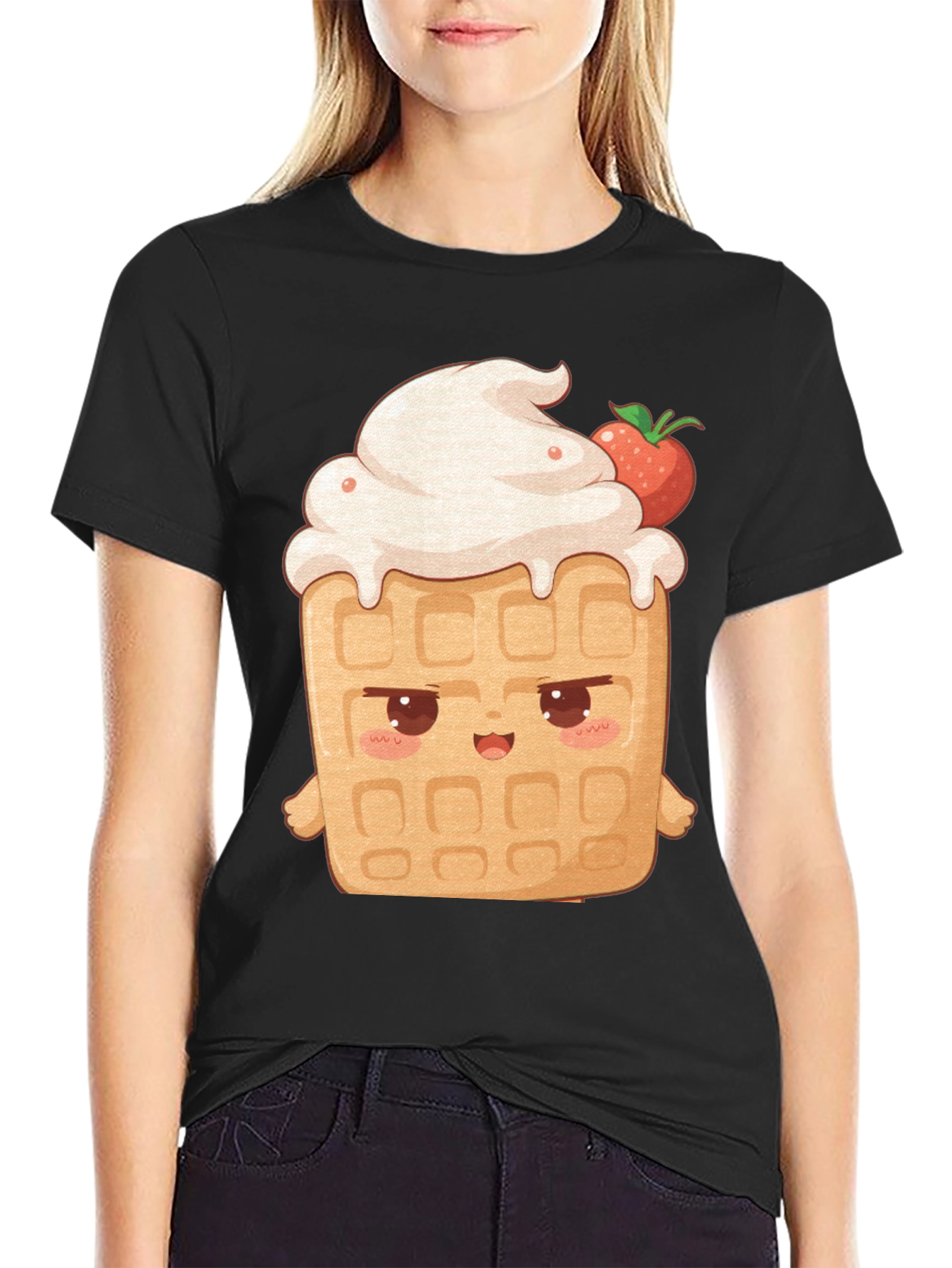 Kawaii Waffle T-Shirt - Sweet Treat Style