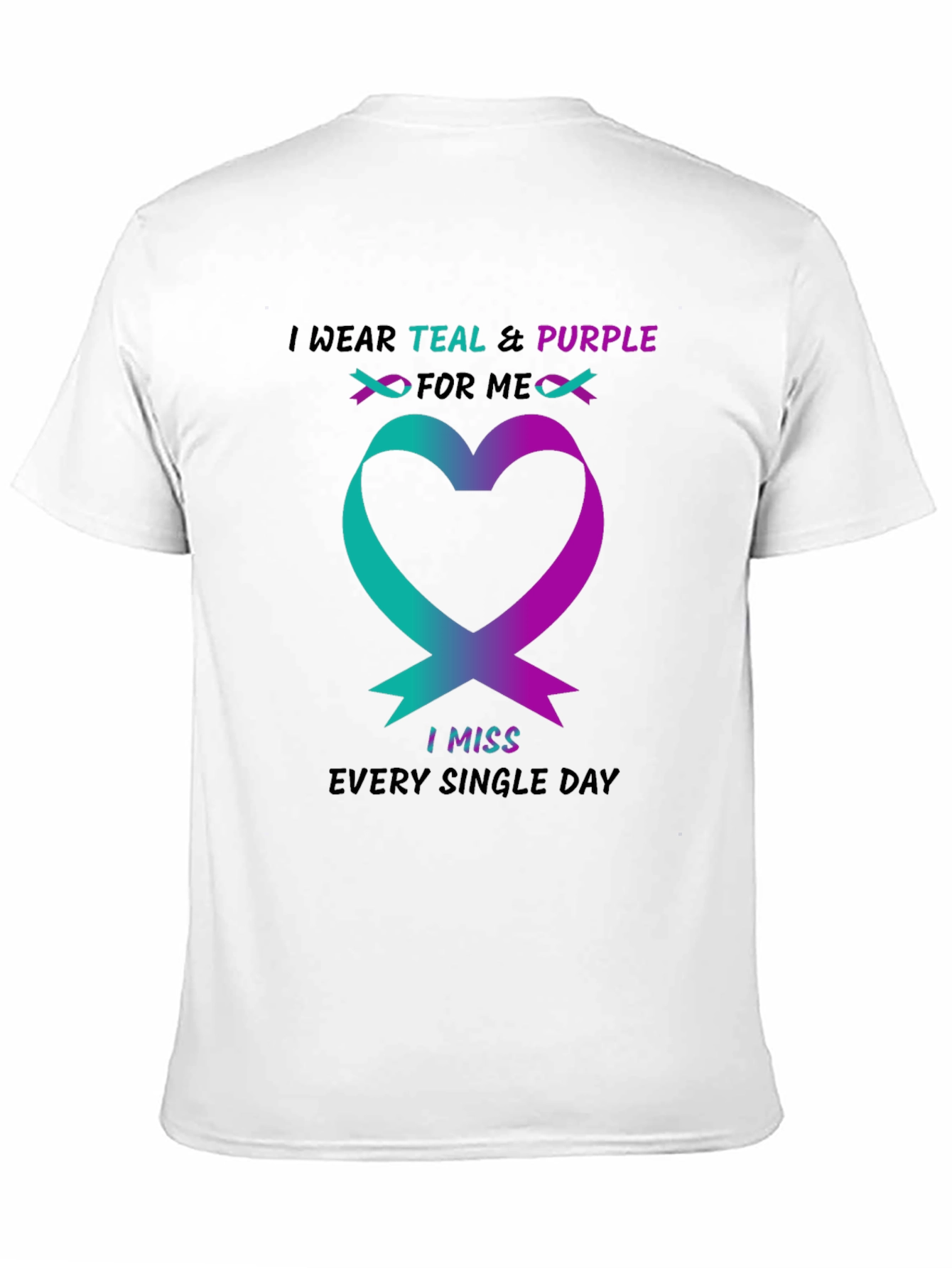 Teal & Purple Ribbon Heart T-Shirt