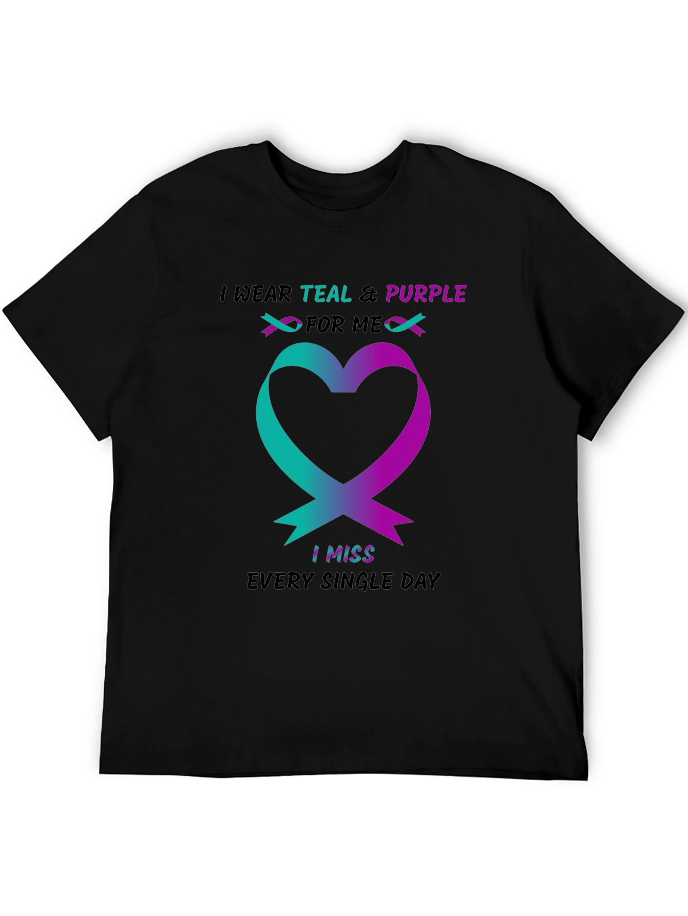Teal & Purple Ribbon Heart T-Shirt