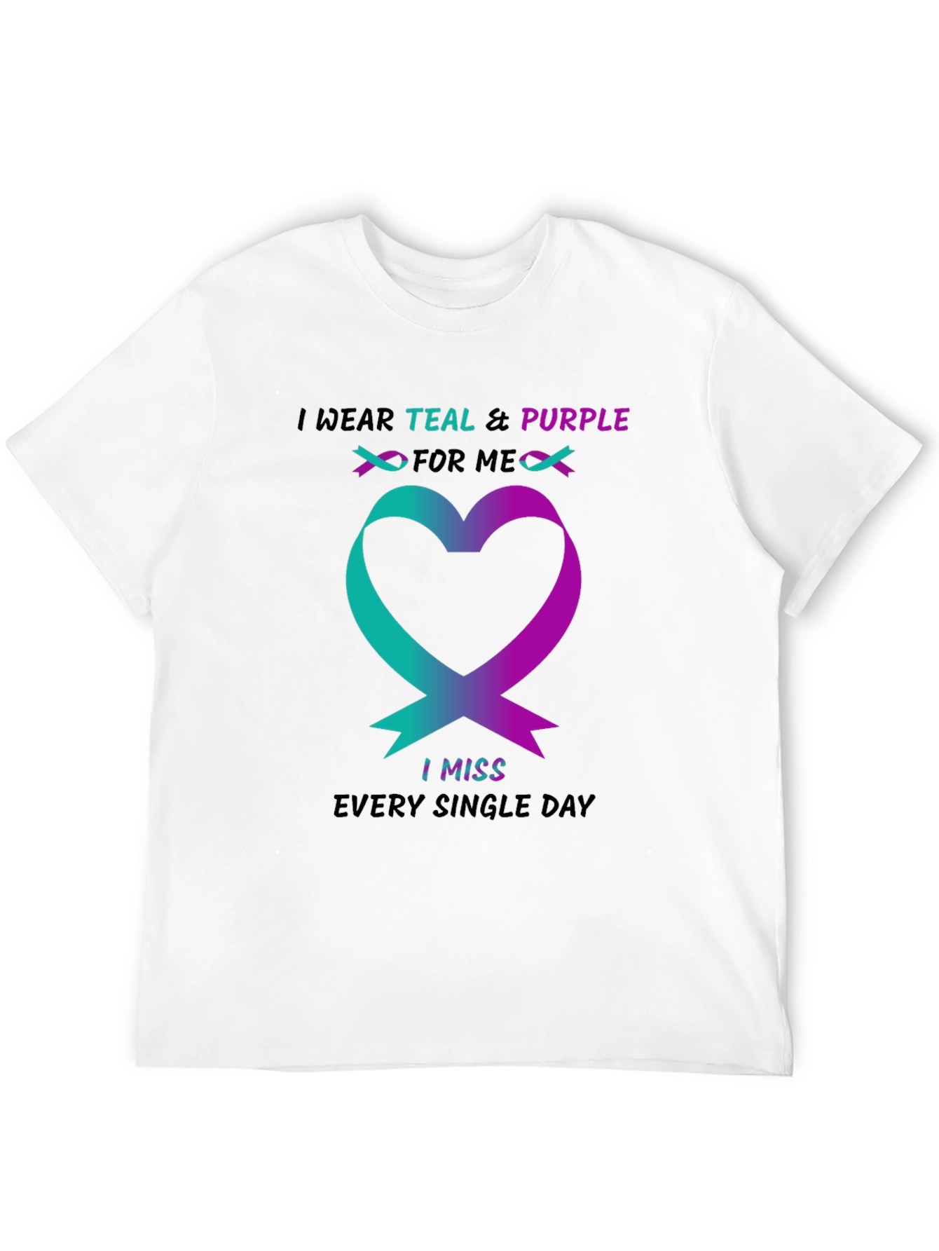 Teal & Purple Ribbon Heart T-Shirt