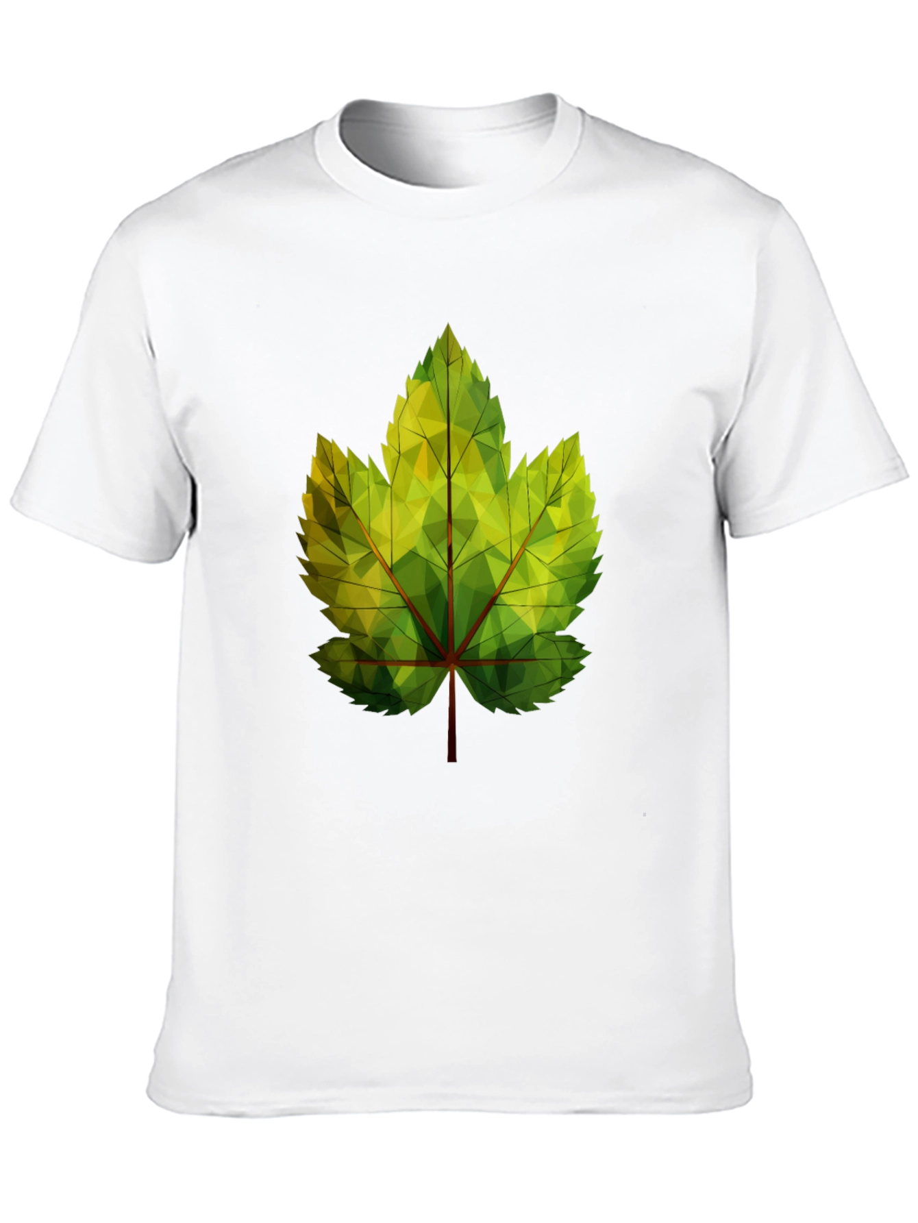 Geometric Leaf Print Black T-Shirt
