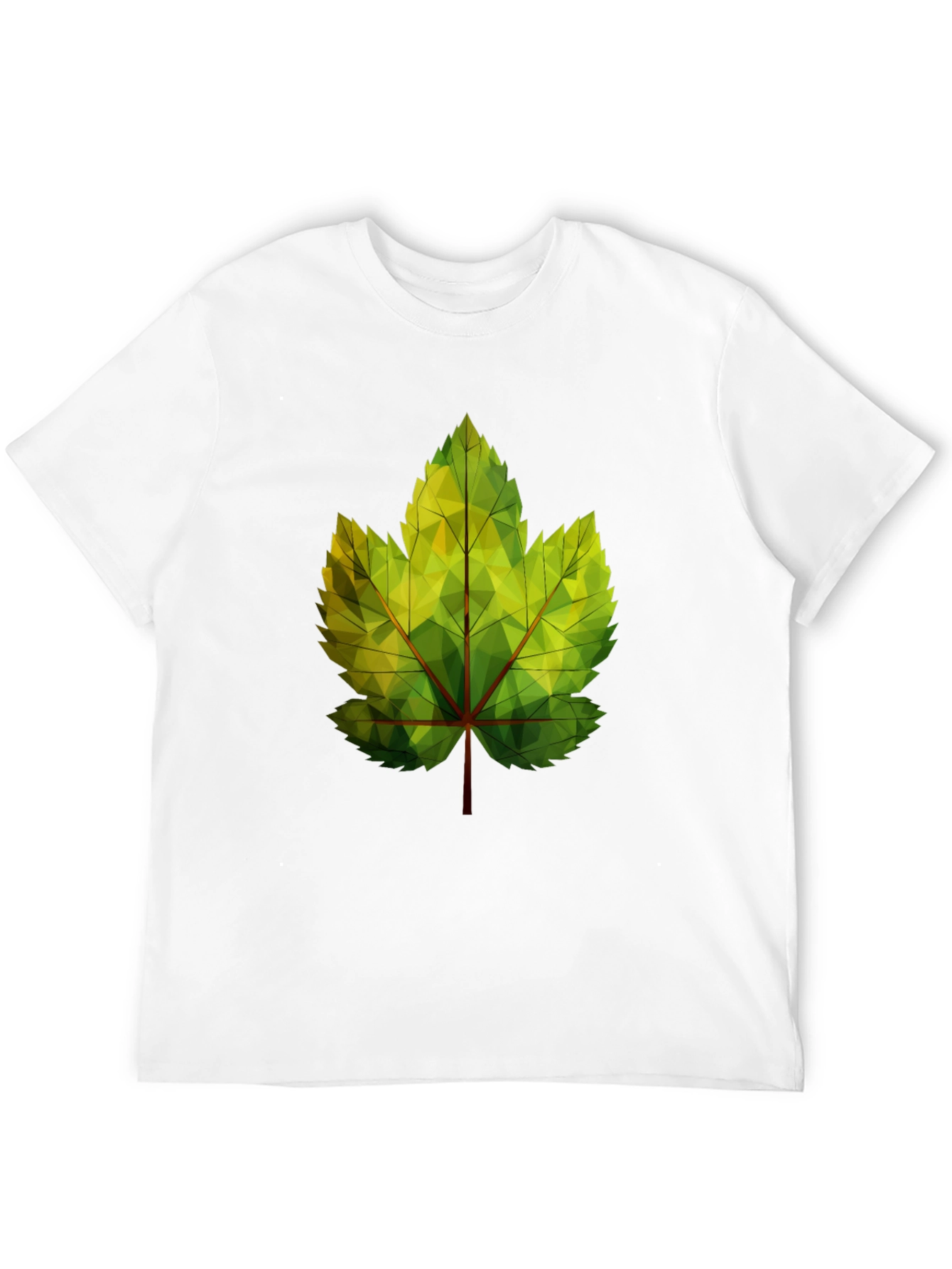 Geometric Leaf Print Black T-Shirt