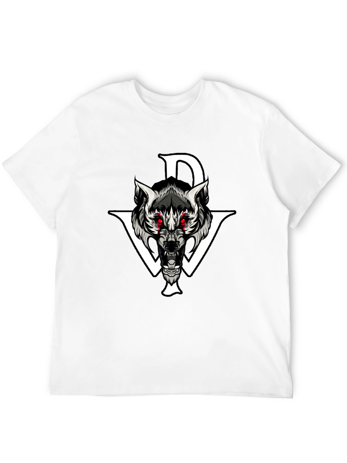 Black Graphic Tee: Wolf Design