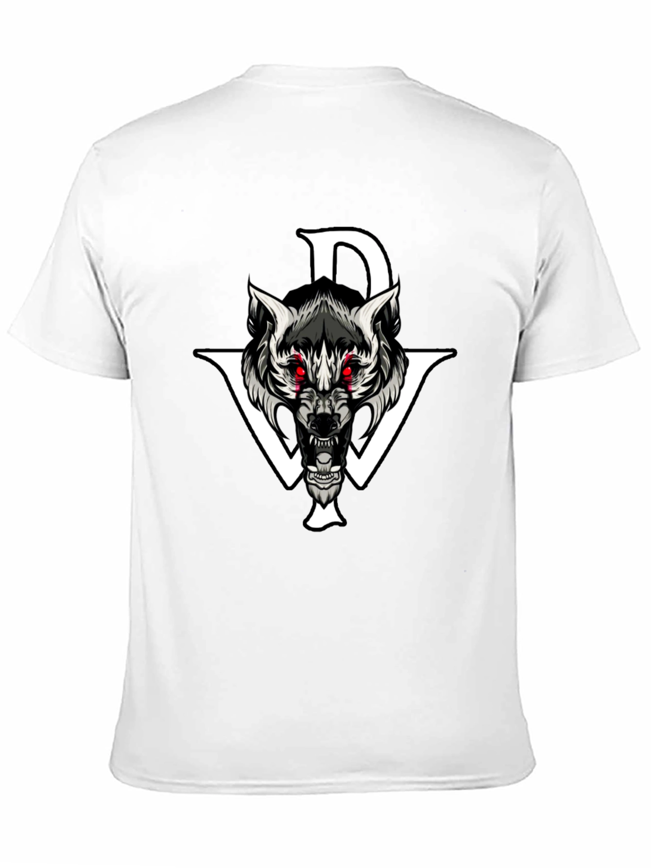 Black Graphic Tee: Wolf Design