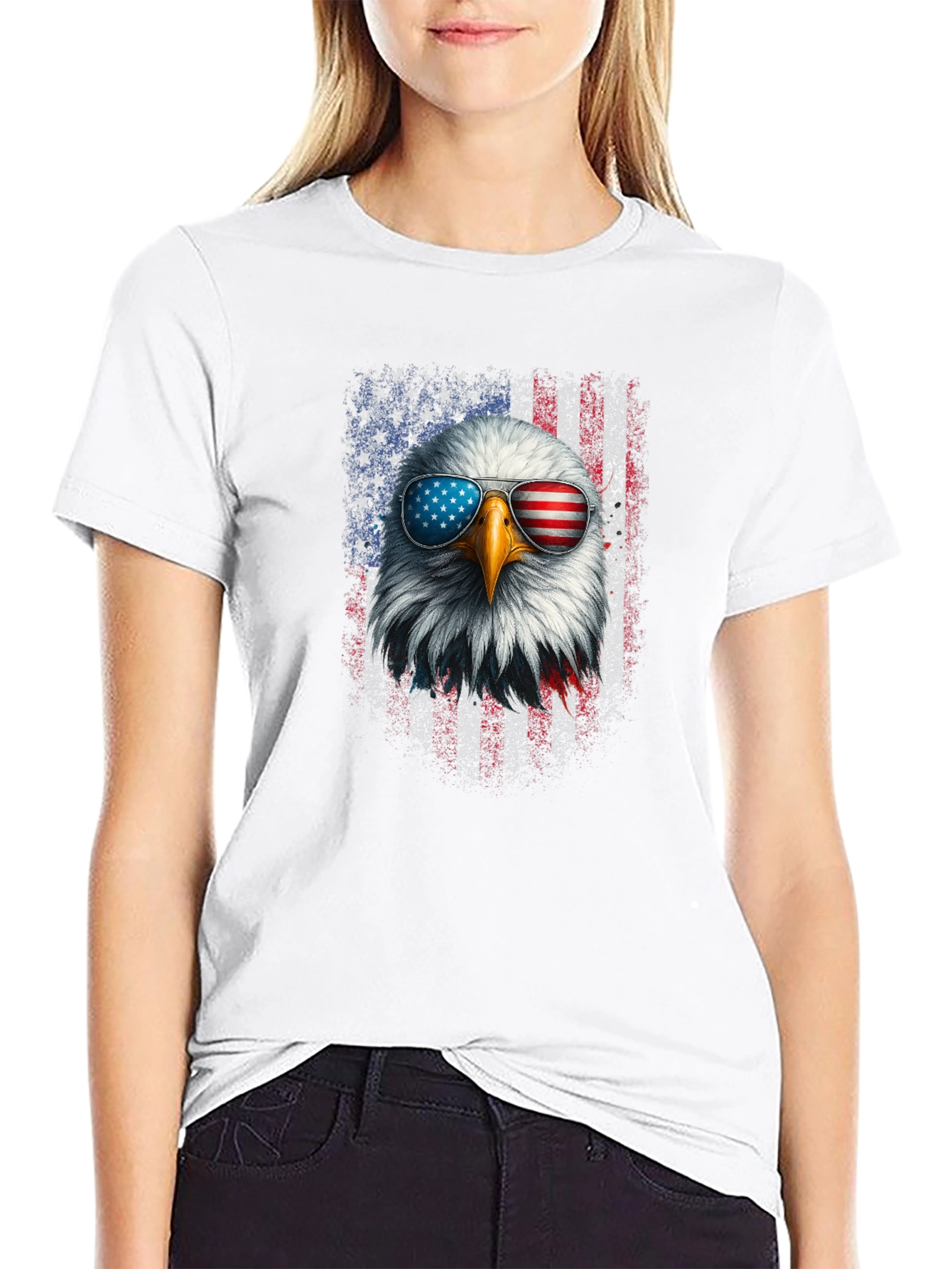 Patriotic Eagle T-Shirt - American Flag Sunglasses