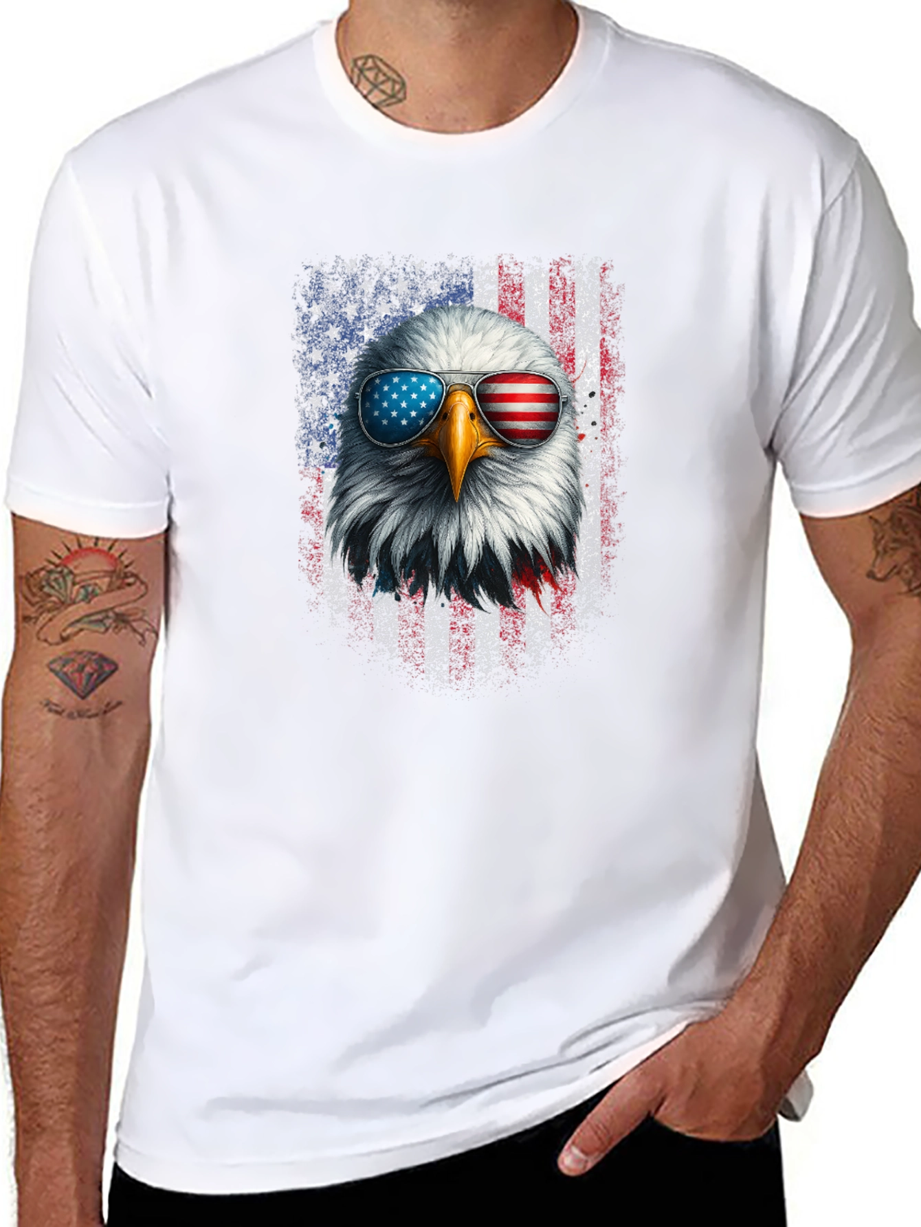 Patriotic Eagle T-Shirt - American Flag Sunglasses